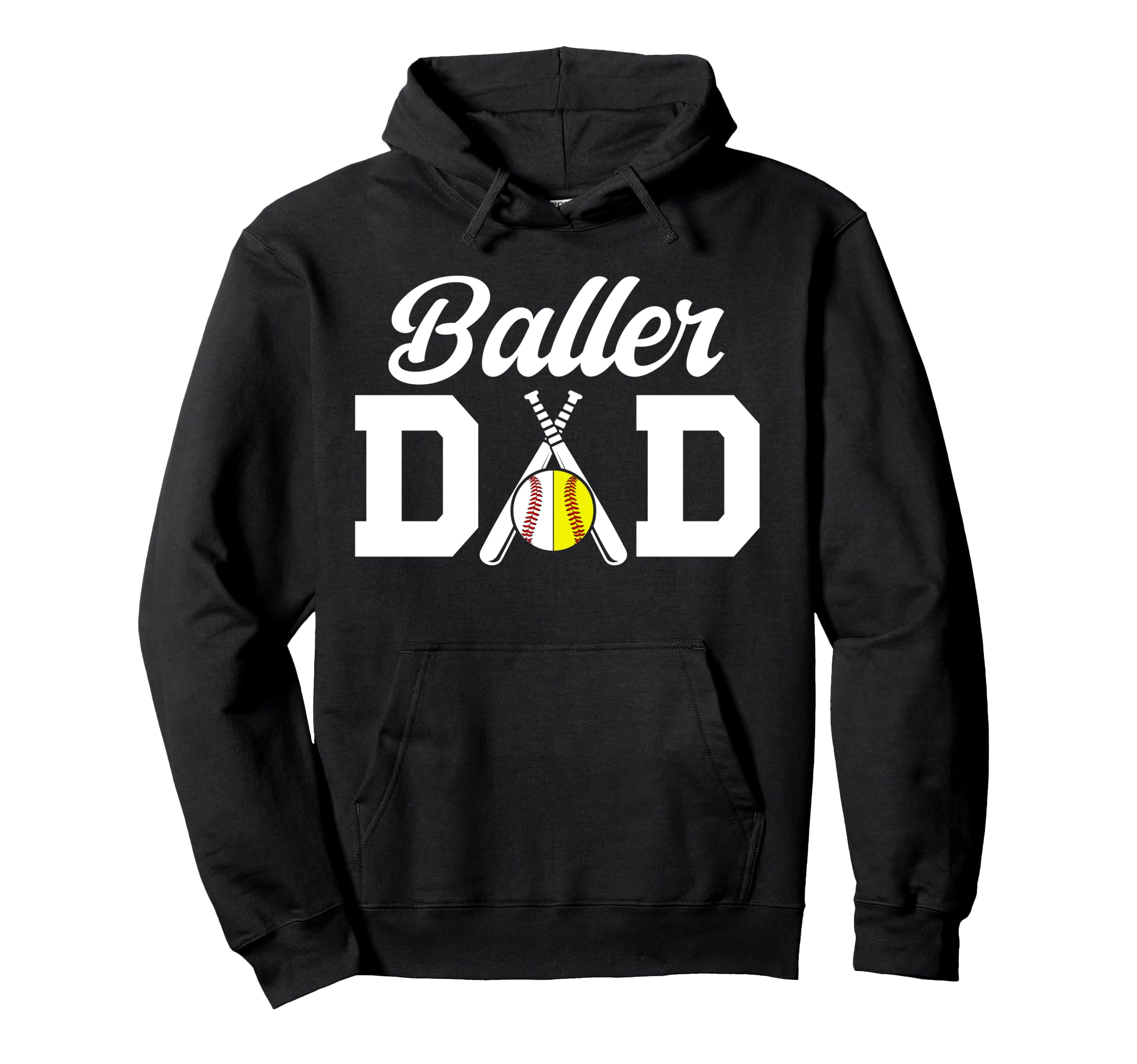 Baller Dad Proud Baseball Softball Hoodie - Minimalist Print for Adults - T-Shirt, Sweatshirt, Hoodie