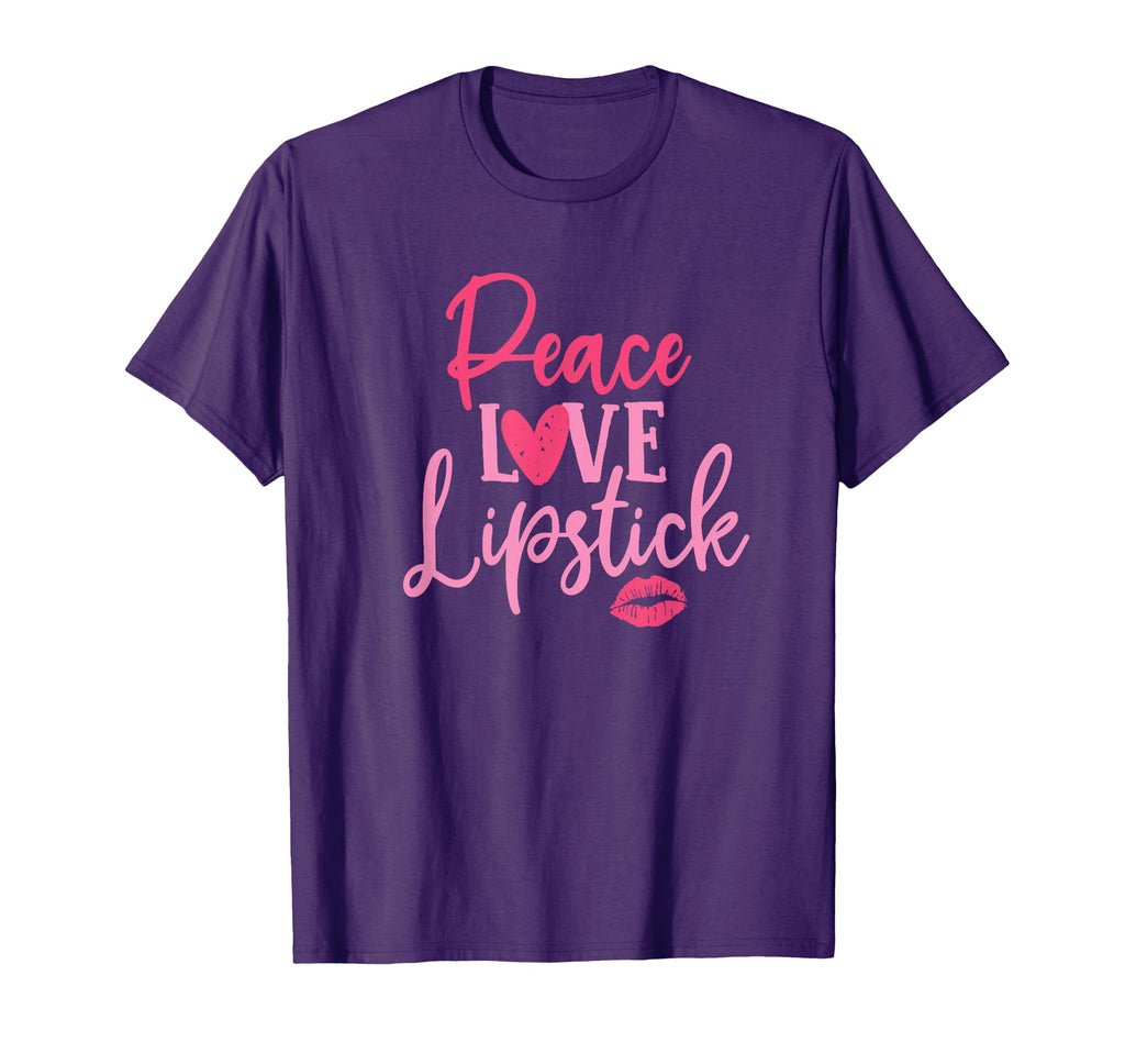 Peace Love Lipstick Heart Makeup T-Shirt - Minimalist Print Unisex - T-Shirt, Sweatshirt, Hoodie