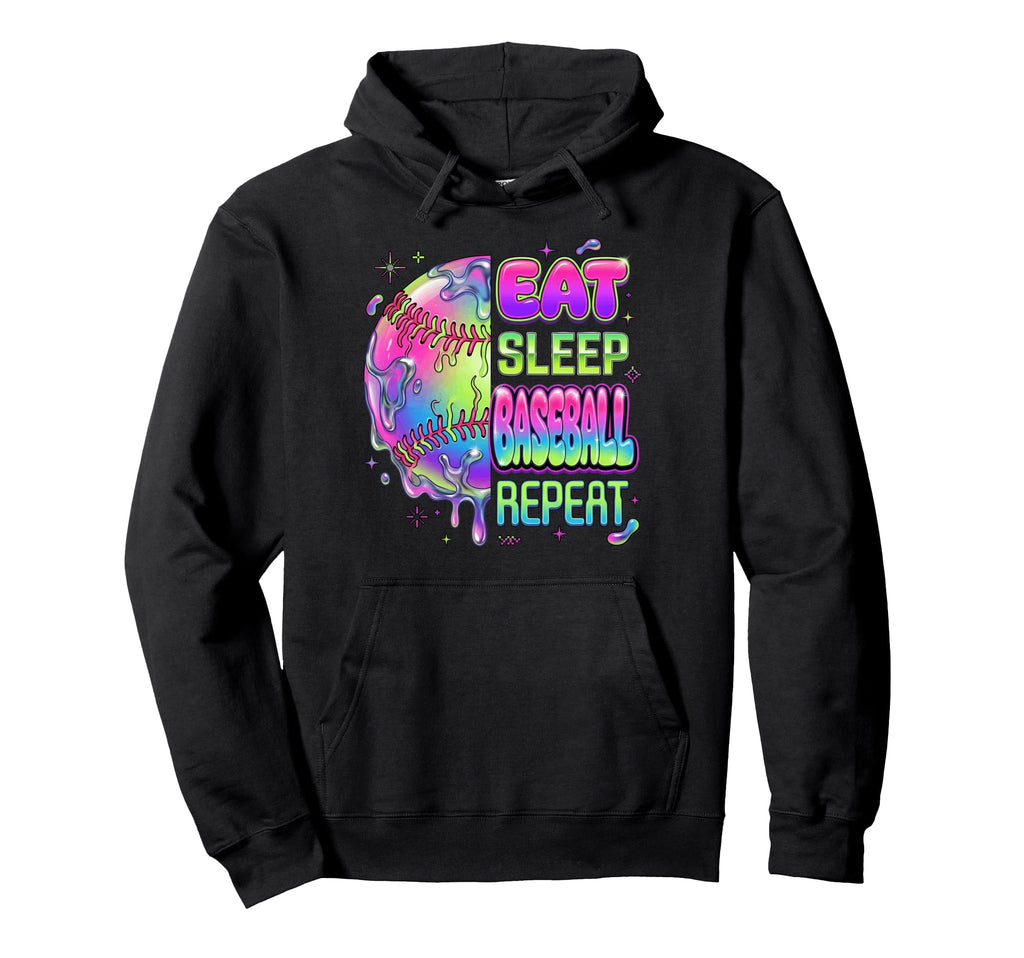 Eat Sleep Baseball Repeat Y2K Slime Hoodie - Casual Everyday Wear Unisex - T-Shirt, Sweatshirt, Hoodie