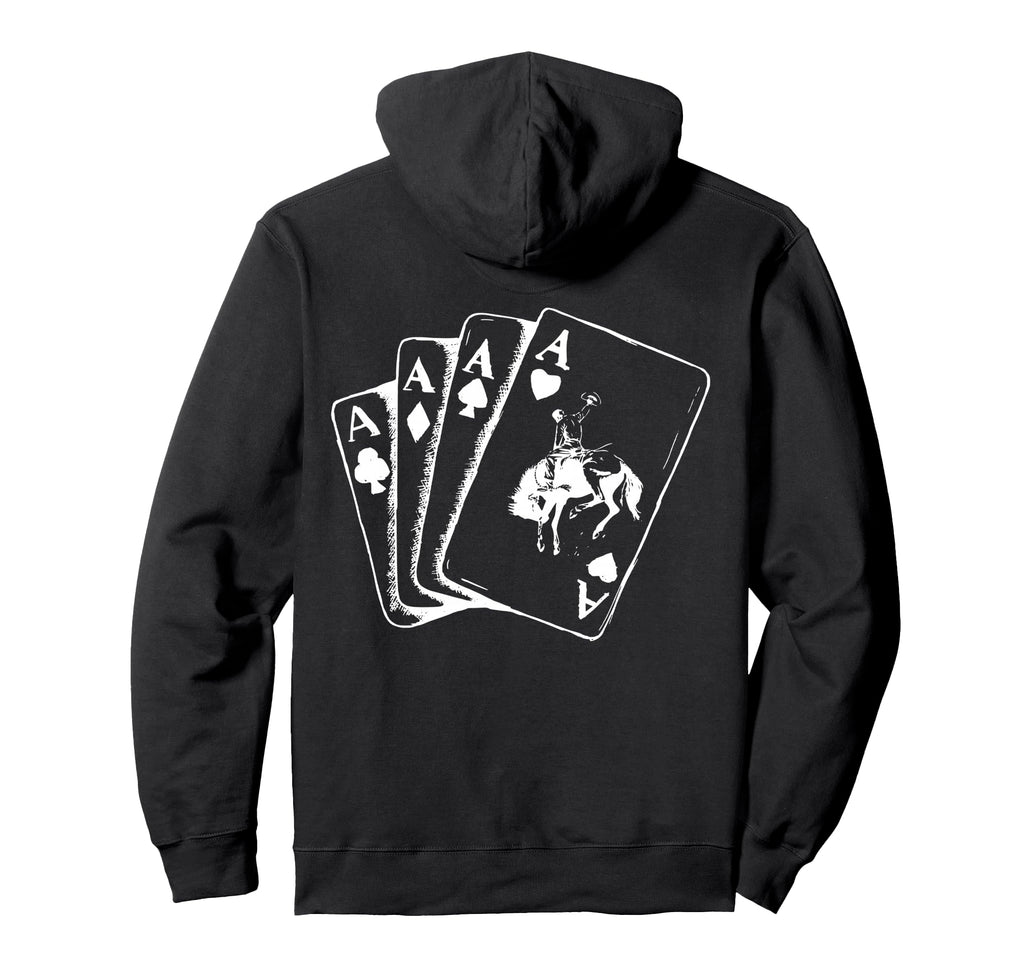 Ace Card Cowboy Poker Card Games Word Hoodie - Custom Art Print Men Women - T-Shirt, Sweatshirt, Hoodie