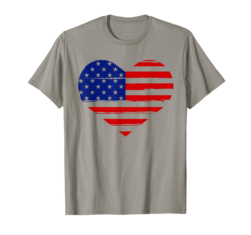 American Flag Heart Shaped T-Shirt - Casual Everyday Wear for Adults - T-Shirt, Sweatshirt, Hoodie