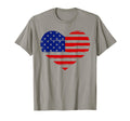 American Flag Heart Shaped T-Shirt - Casual Everyday Wear for Adults - T-Shirt, Sweatshirt, Hoodie