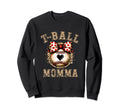 T Ball Momma Ball Bow Baseball Teen Sweatshirt - Minimalist Print Men Women - T-Shirt, Sweatshirt, Hoodie