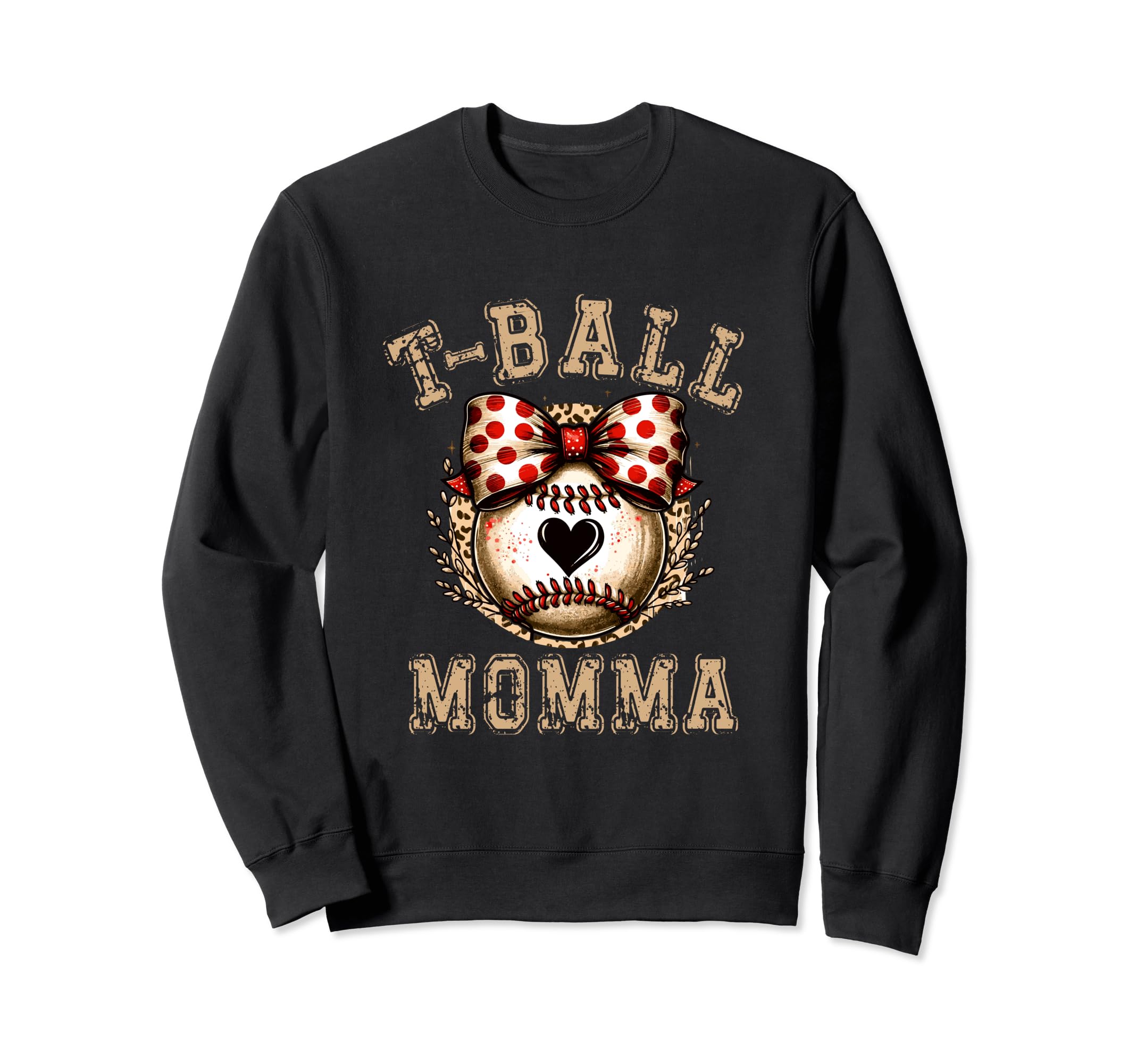T Ball Momma Ball Bow Baseball Teen Sweatshirt - Minimalist Print Men Women - T-Shirt, Sweatshirt, Hoodie