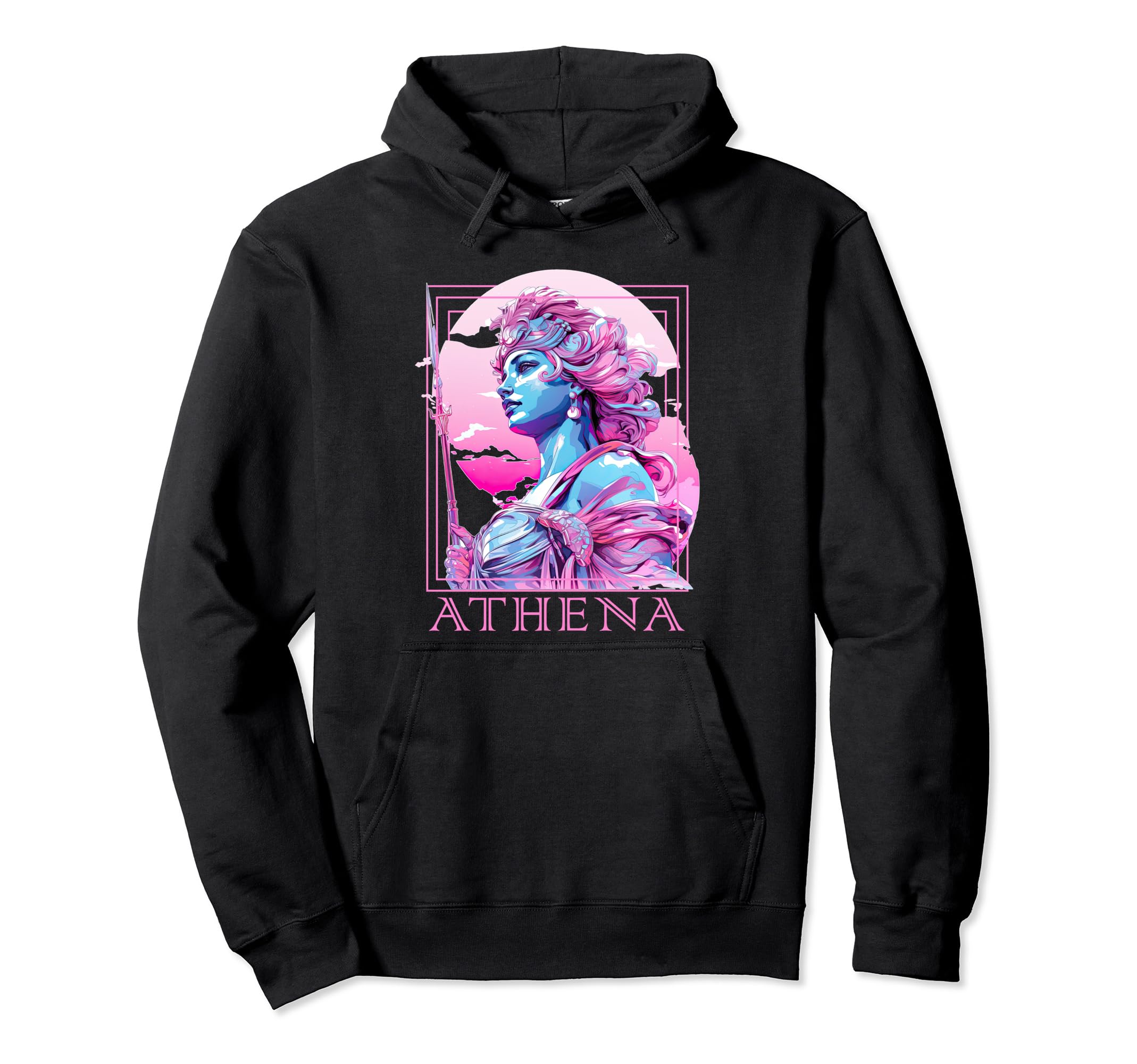 Athena Greek Goddess Statue Vaporwave Hoodie - Custom Art Print Men Women - T-Shirt, Sweatshirt, Hoodie