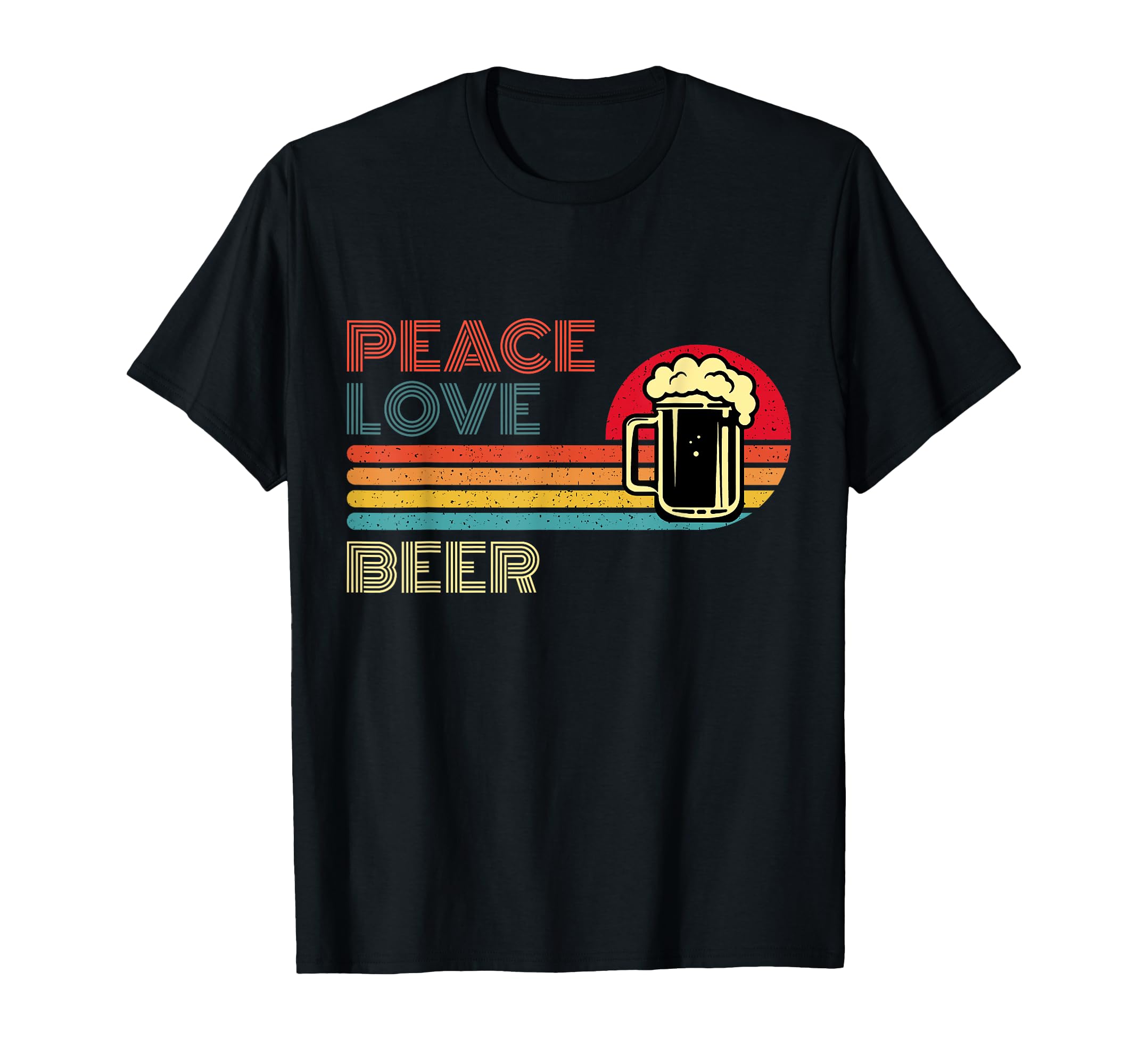 Peace Love Beer Sunset Bartender Brewers T-Shirt - Custom Art Print Unisex - T-Shirt, Sweatshirt, Hoodie