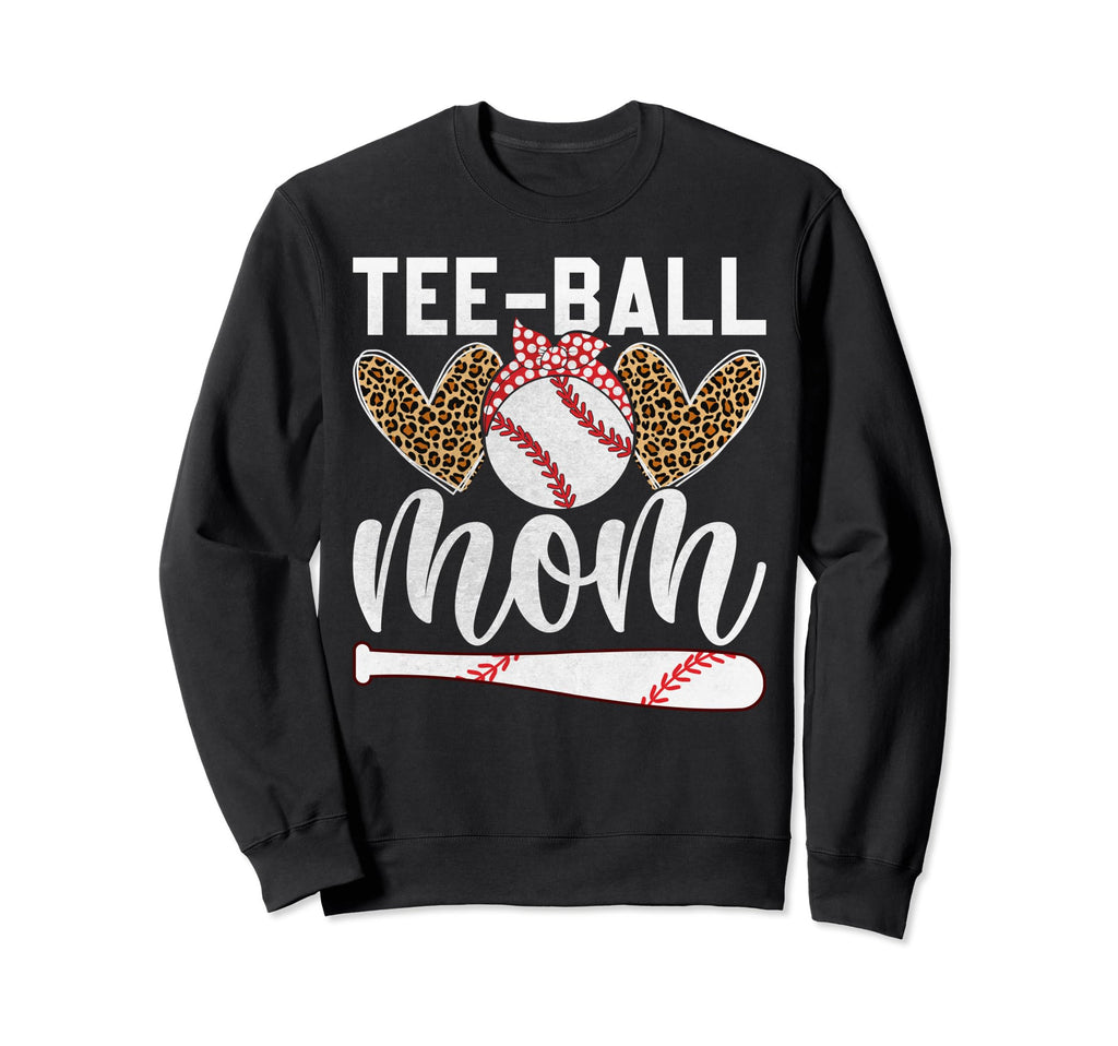 Ball Mom Leopard Heart Baseball Soft Sweatshirt - Unique Graphic Unisex - T-Shirt, Sweatshirt, Hoodie