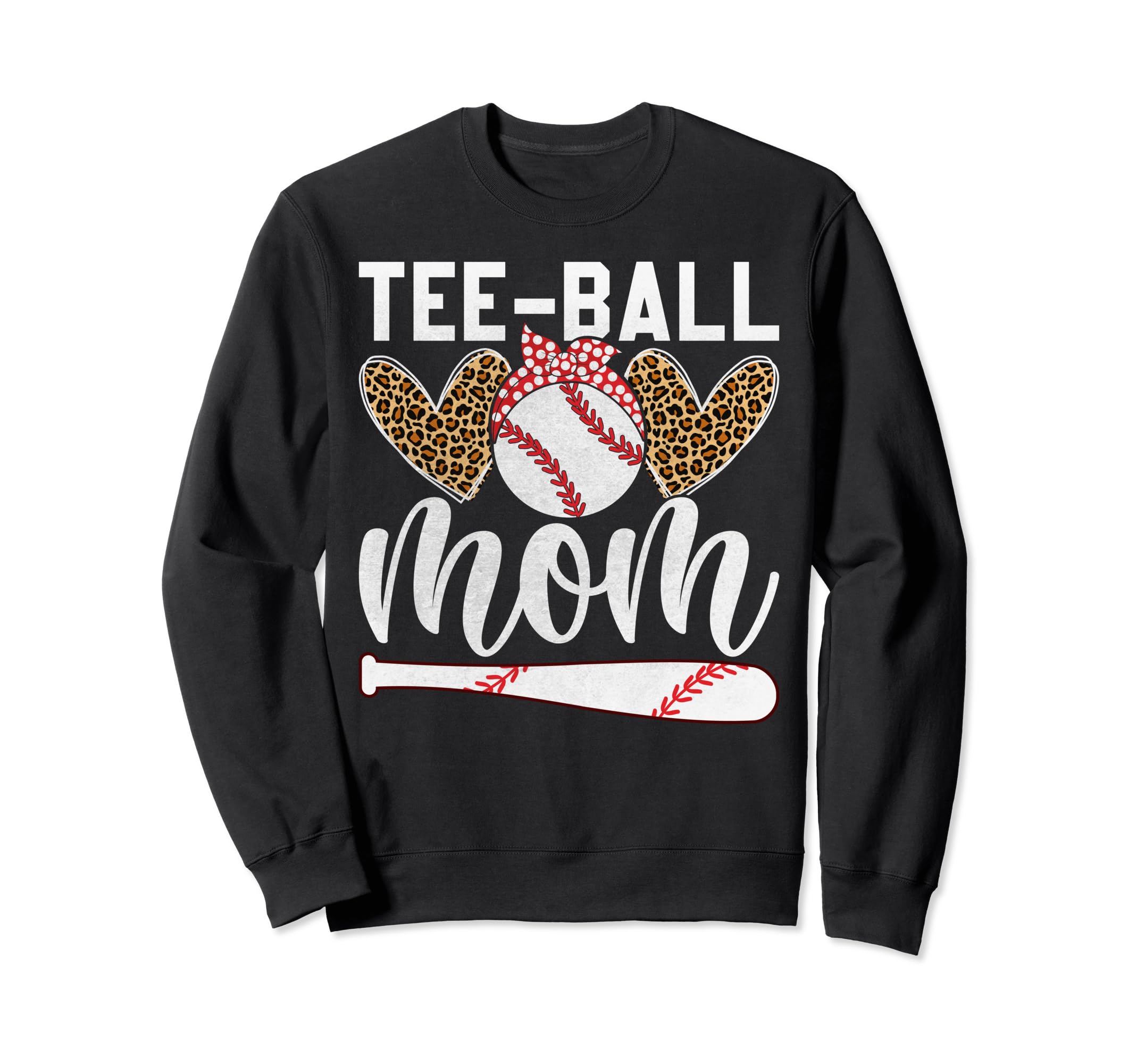 Ball Mom Leopard Heart Baseball Soft Sweatshirt - Unique Graphic Unisex - T-Shirt, Sweatshirt, Hoodie