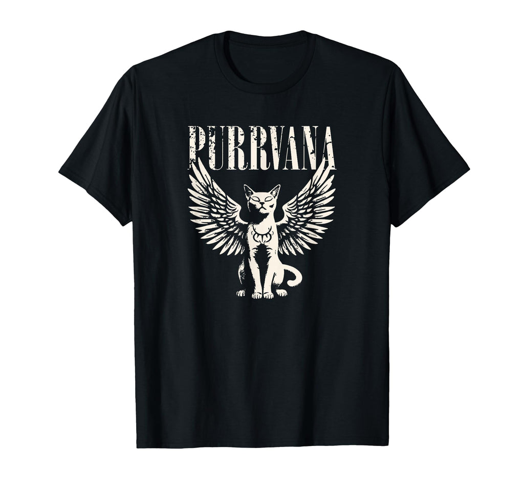 Purrvana Funny Cat Parody 90S Grunge T-Shirt - Trendy Graphic Men Women - T-Shirt, Sweatshirt, Hoodie