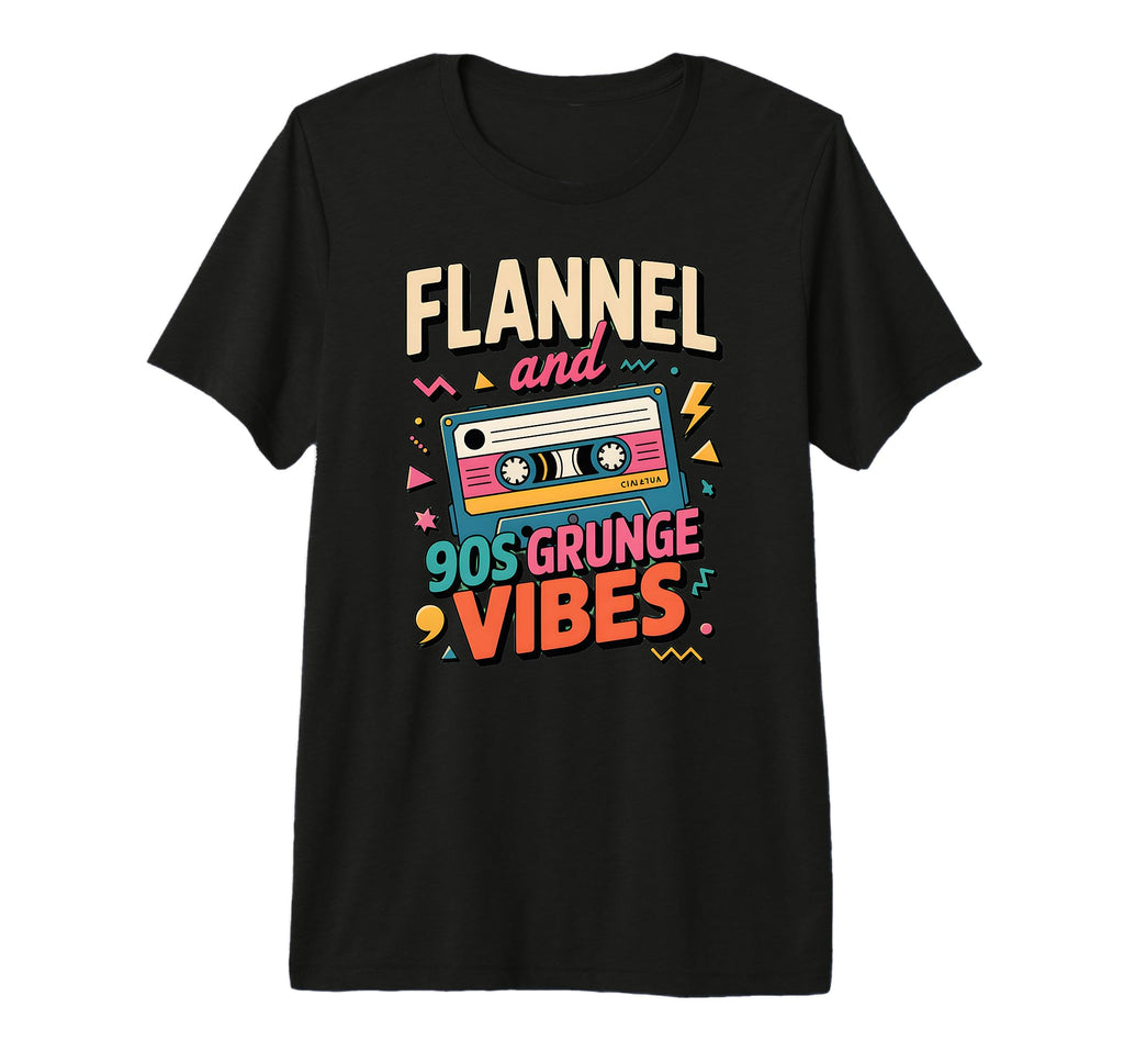 Flannel 90S Grunge Vibes Cassette Tape T-Shirt - Streetwear Style Unisex - T-Shirt, Sweatshirt, Hoodie