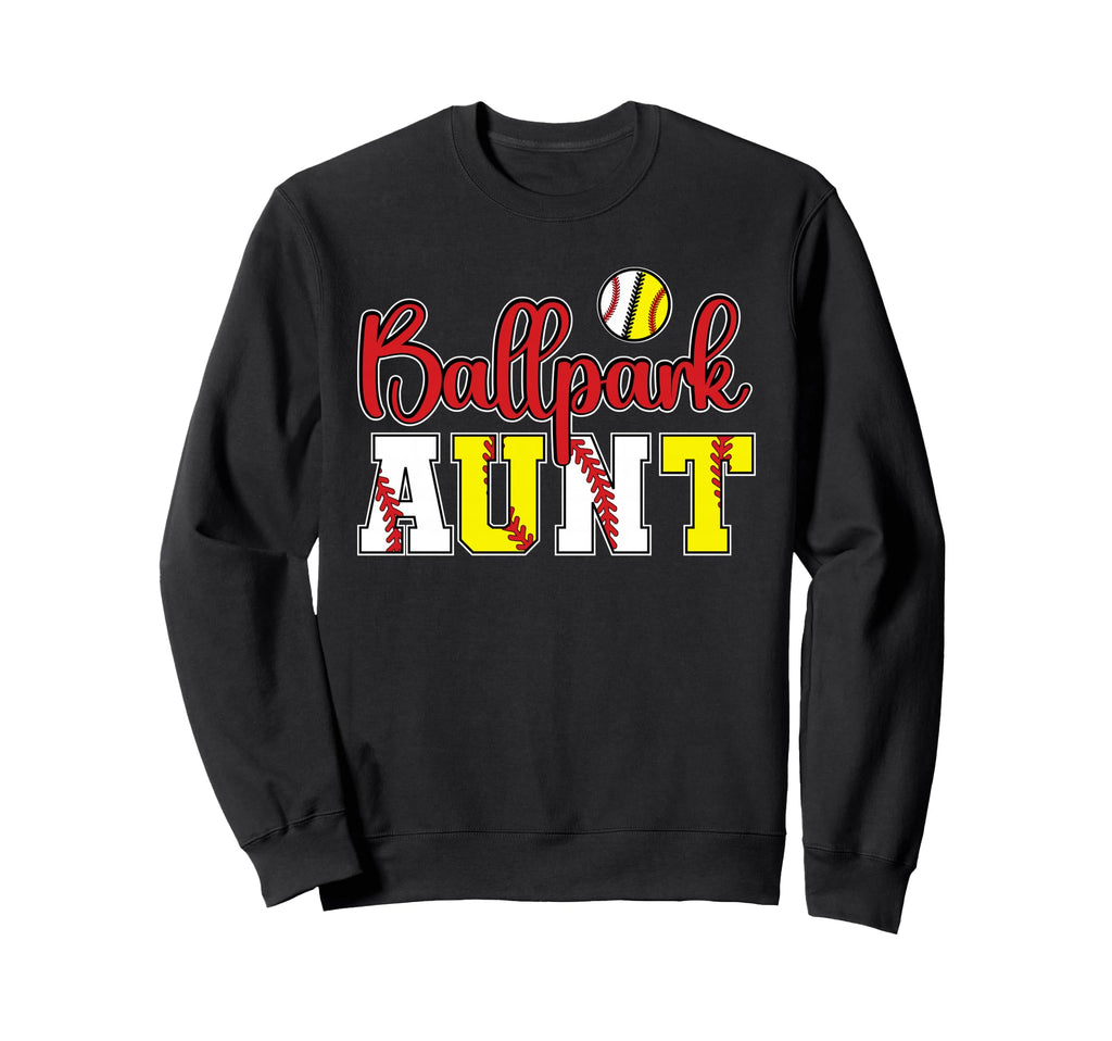 Ballpark Aunt Softball Baseball Sweatshirt - Custom Art Print Men Women - T-Shirt, Sweatshirt, Hoodie
