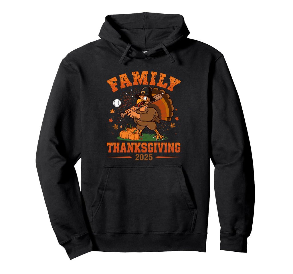 Happy Thanksgiving 2025 Funny Baseball Hoodie - Graphic Print Unisex - T-Shirt, Sweatshirt, Hoodie