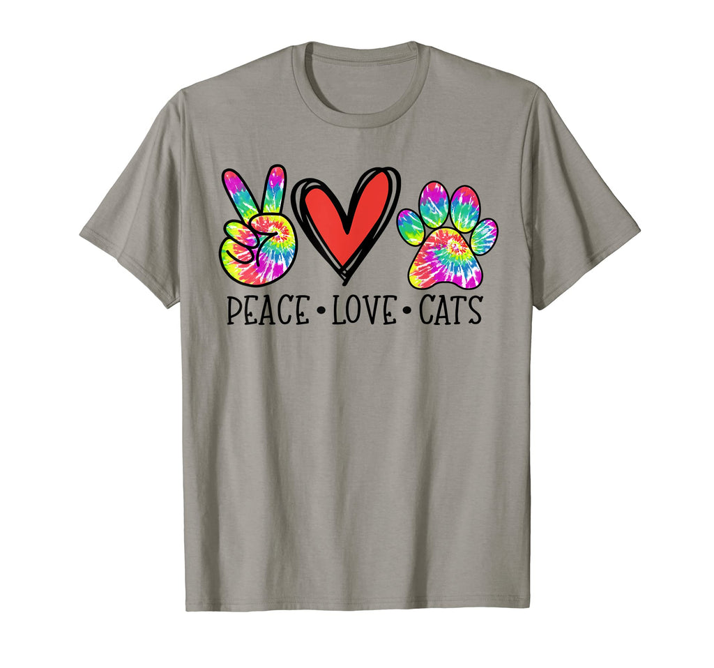 Peace Love Cats Paws Tie Dye Rainbow T-Shirt - Streetwear Style for Adults - T-Shirt, Sweatshirt, Hoodie