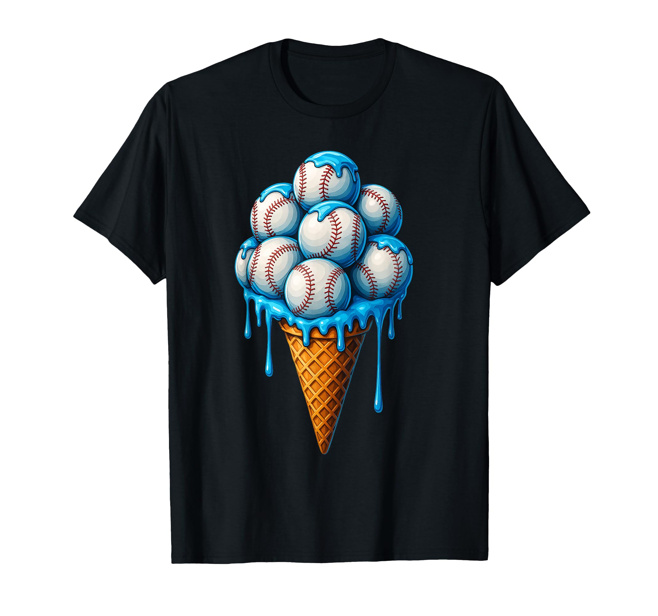 Ice Cream Drip Baseball Ice Cream T-Shirt - Fun Novelty Design Men Women - T-Shirt, Sweatshirt, Hoodie
