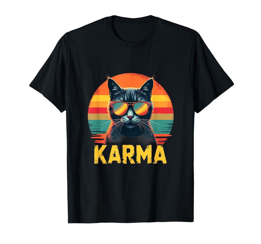 Karma Cat Sunglasses Sunset Vibes T-Shirt - Unique Graphic for Adults - T-Shirt, Sweatshirt, Hoodie