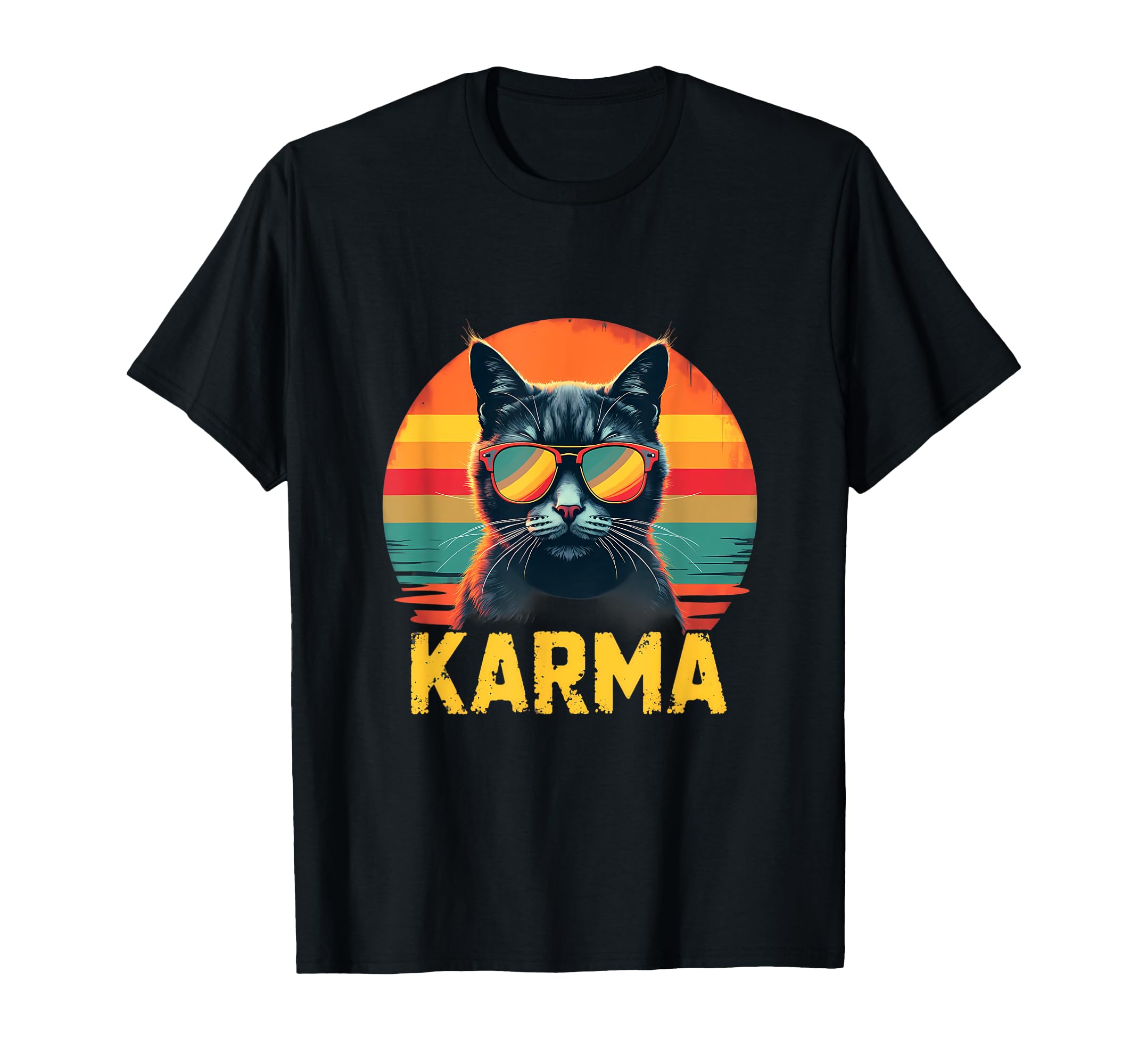 Karma Cat Sunglasses Sunset Vibes T-Shirt - Unique Graphic for Adults - T-Shirt, Sweatshirt, Hoodie