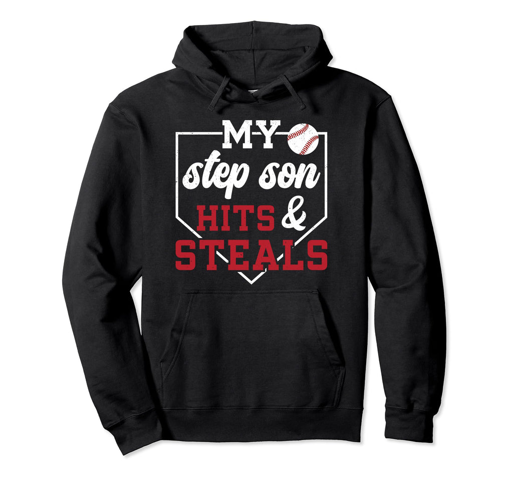 My Stepson Baseball Stepdad Baseball Hoodie - Minimalist Print for Adults - T-Shirt, Sweatshirt, Hoodie