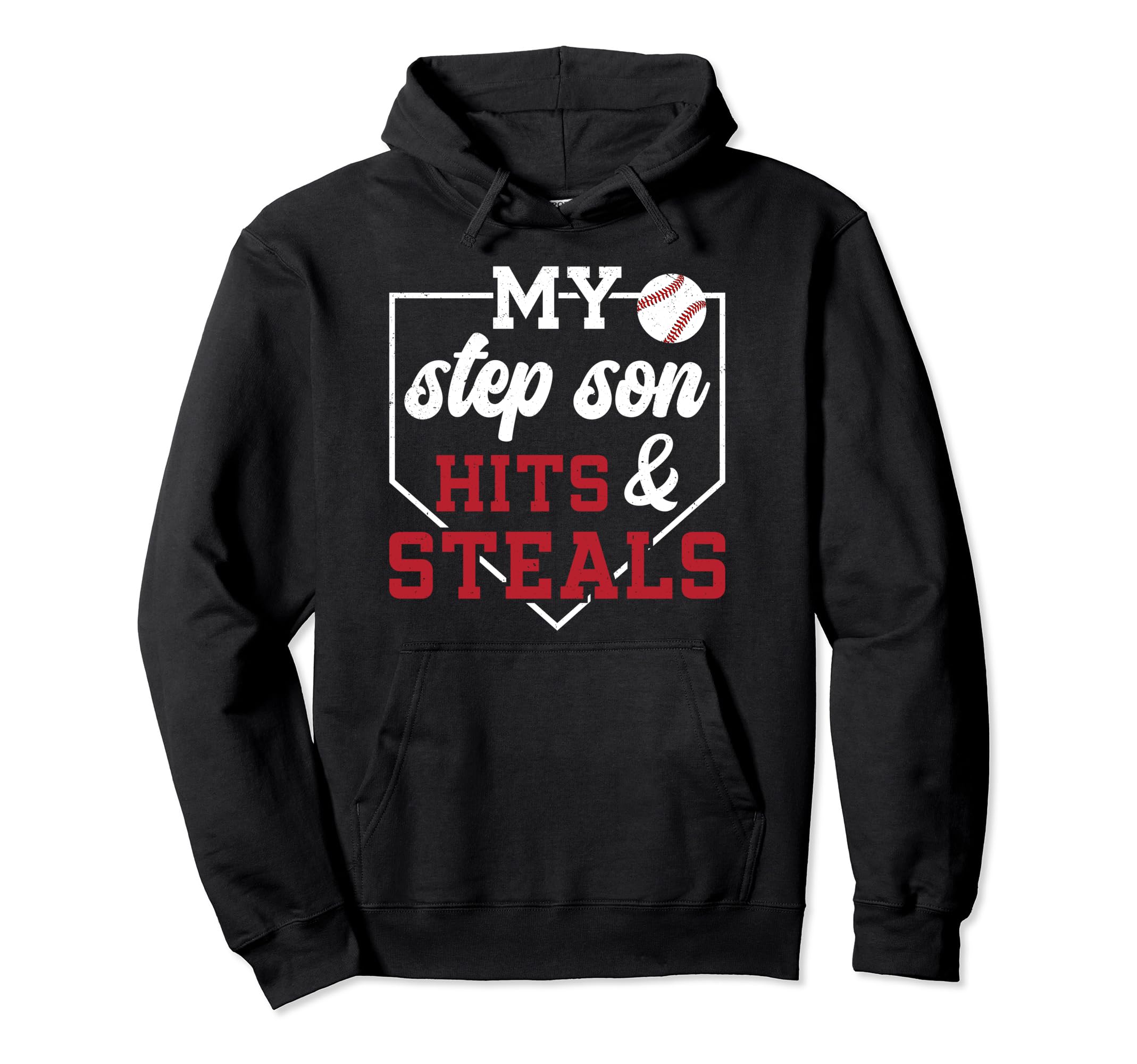 My Stepson Baseball Stepdad Baseball Hoodie - Minimalist Print for Adults - T-Shirt, Sweatshirt, Hoodie