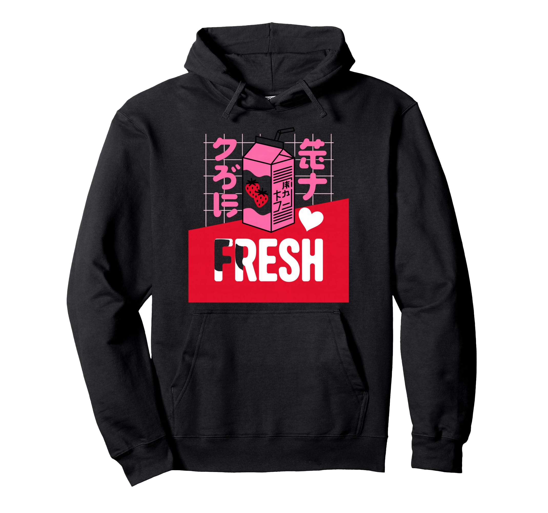 Fresh Strawberry Milk Kawaii Vaporwave Hoodie - Unique Graphic Unisex - T-Shirt, Sweatshirt, Hoodie