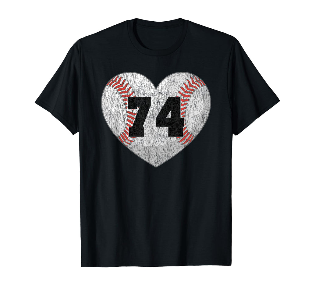 Baseball Number 74 Distressed Heart T-Shirt - Aesthetic Graphic Men Women - T-Shirt, Sweatshirt, Hoodie