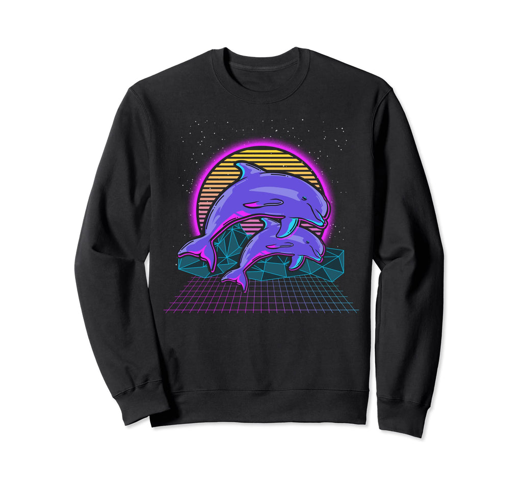 Dolphins Vaporwave Art Aesthetic Sweatshirt - Aesthetic Graphic for Adults - T-Shirt, Sweatshirt, Hoodie