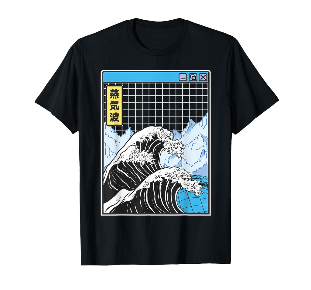Great Wave Off Kanagawa Grid Kawaii T-Shirt - Novelty Apparel Men Women - T-Shirt, Sweatshirt, Hoodie