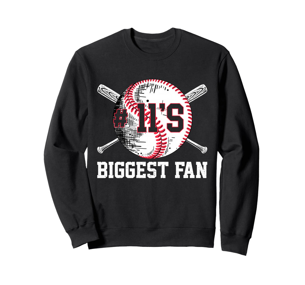 Number 11 Baseball Biggest Fan Mom Sweatshirt - Streetwear Style Men Women - T-Shirt, Sweatshirt, Hoodie