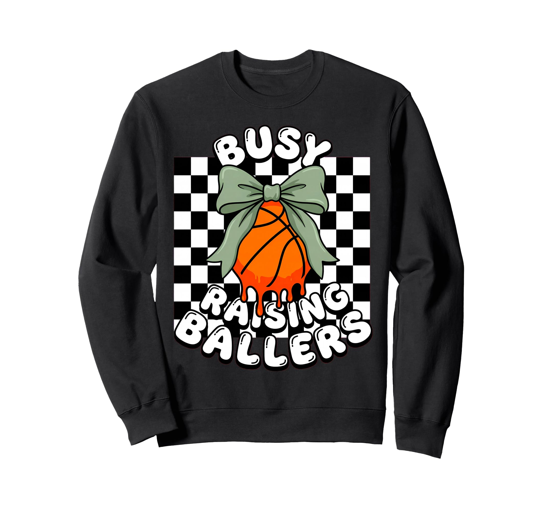 Busy Raising Ballers Coquette Bow Sweatshirt - Minimalist Print for Adults - T-Shirt, Sweatshirt, Hoodie