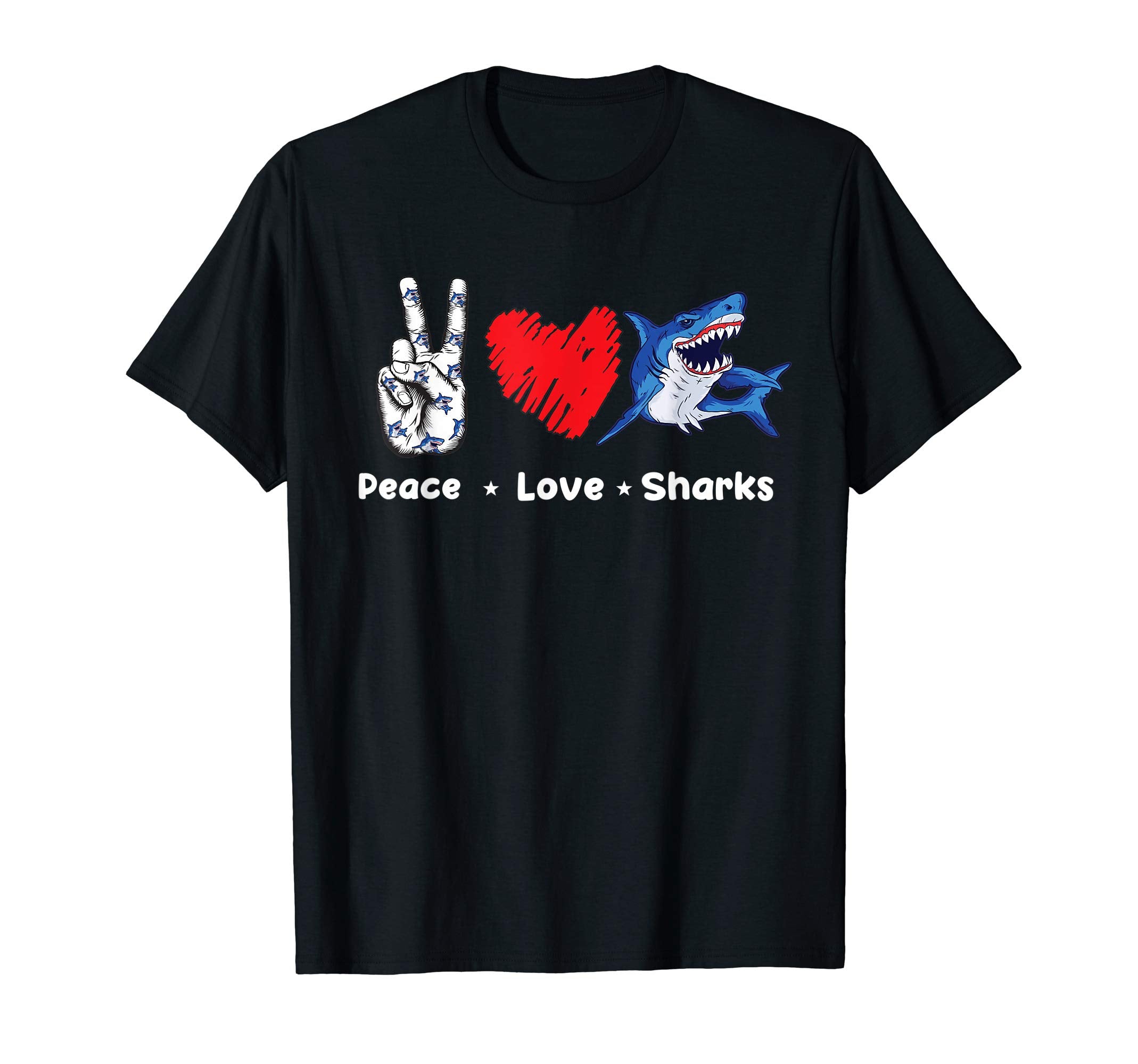 Trendypull Peace Love Sharks Gifts Hoodie - Graphic Print Men Women - T-Shirt, Sweatshirt, Hoodie