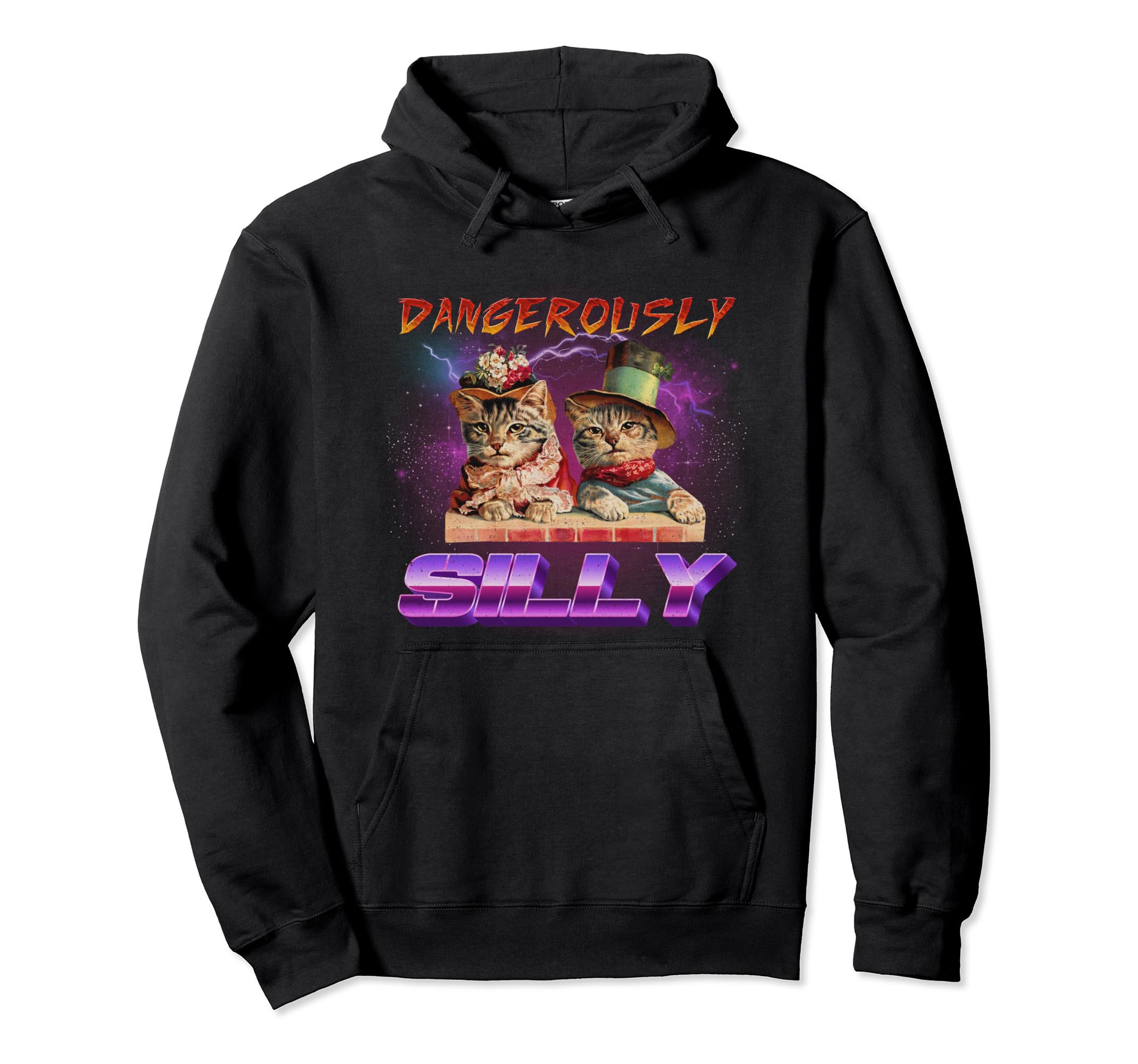 Funny Cat Meme Vaporwave Aesthetic Hoodie - Graphic Print for Adults - T-Shirt, Sweatshirt, Hoodie