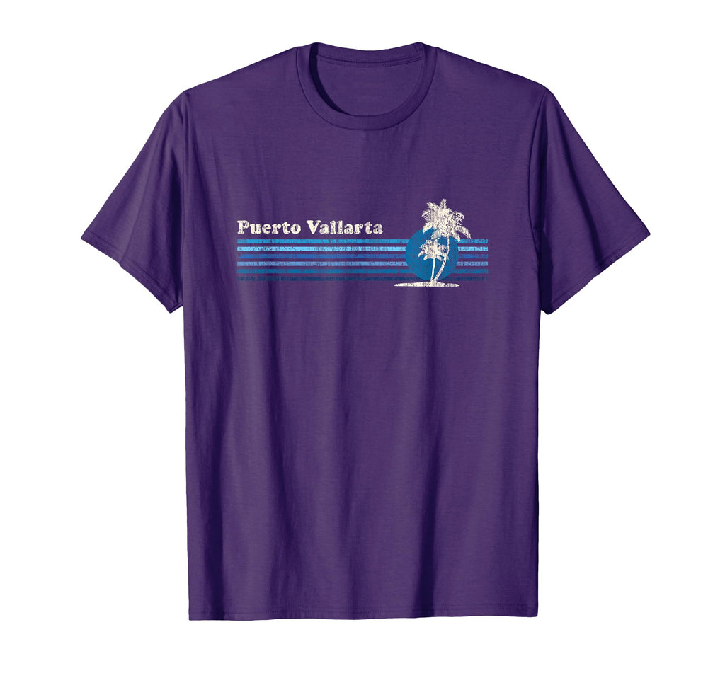 Puerto Vallarta 80S Palm Trees T-Shirt - Aesthetic Graphic for Adults - T-Shirt, Sweatshirt, Hoodie