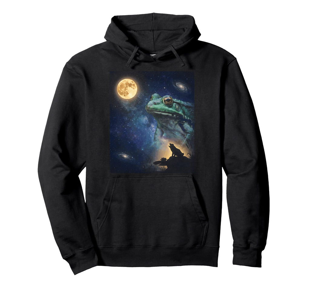 90S Frog Howling Moon Y2K Aesthetic Hoodie - Minimalist Print for Adults - T-Shirt, Sweatshirt, Hoodie