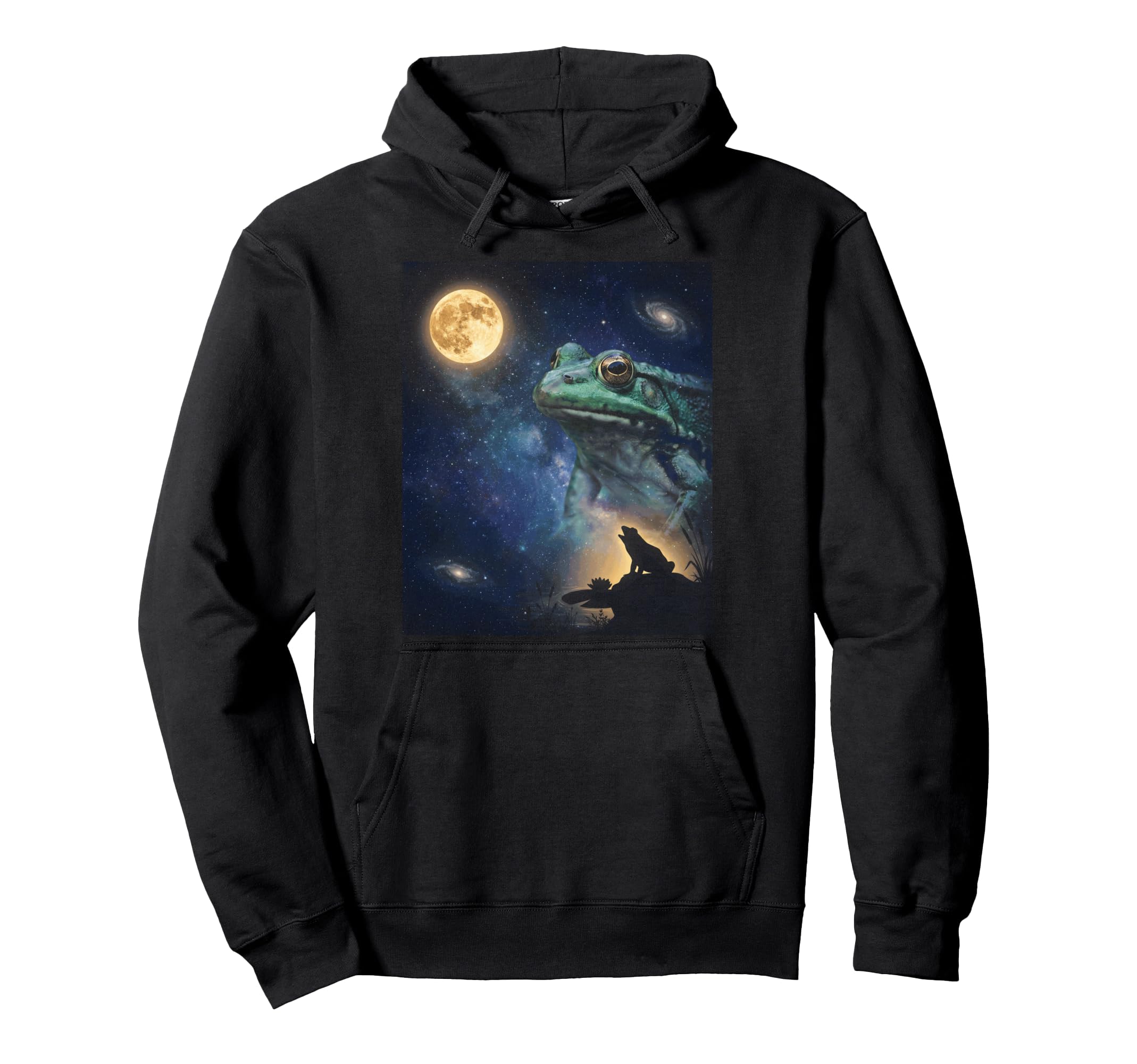 90S Frog Howling Moon Y2K Aesthetic Hoodie - Minimalist Print for Adults - T-Shirt, Sweatshirt, Hoodie