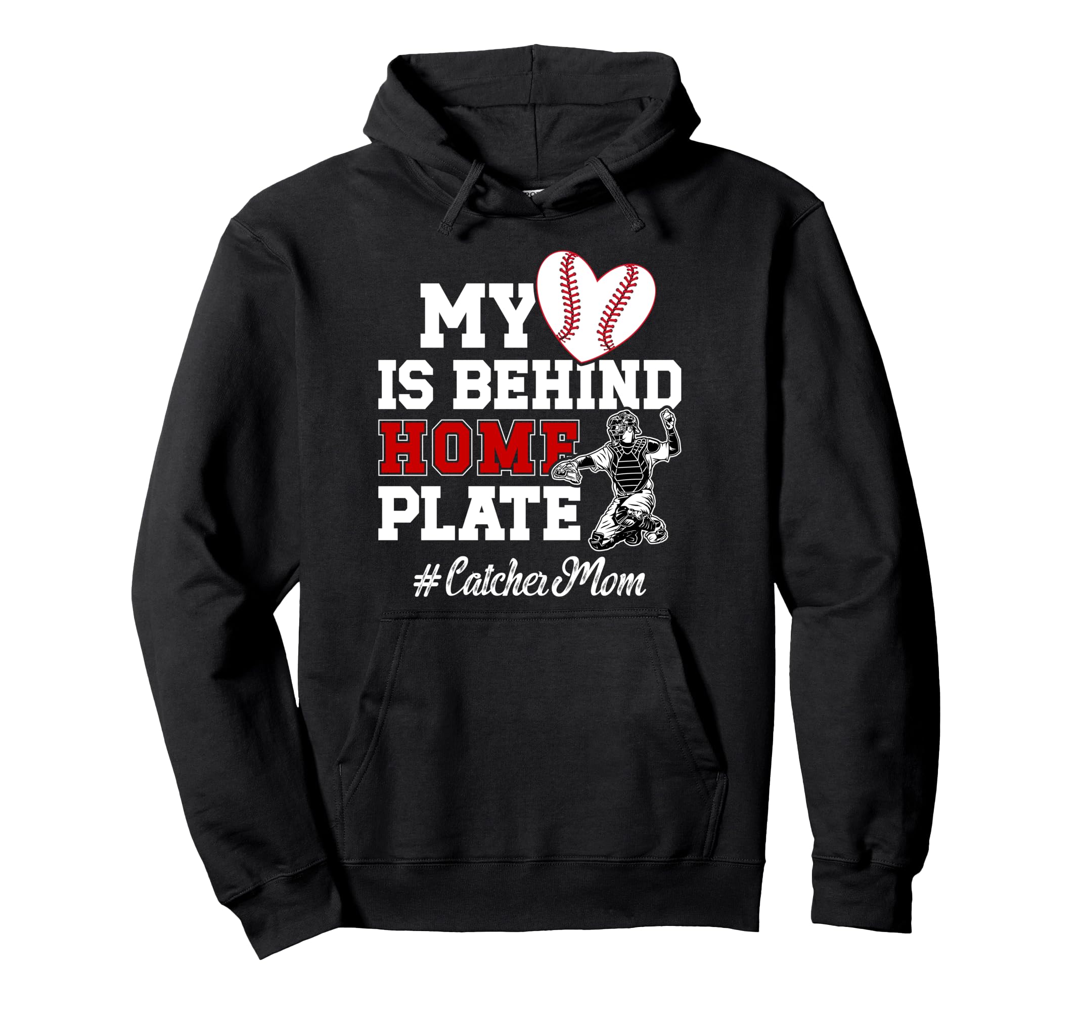 Proud Baseball Catcher Mom Baseball Hoodie - Minimalist Print for Adults - T-Shirt, Sweatshirt, Hoodie