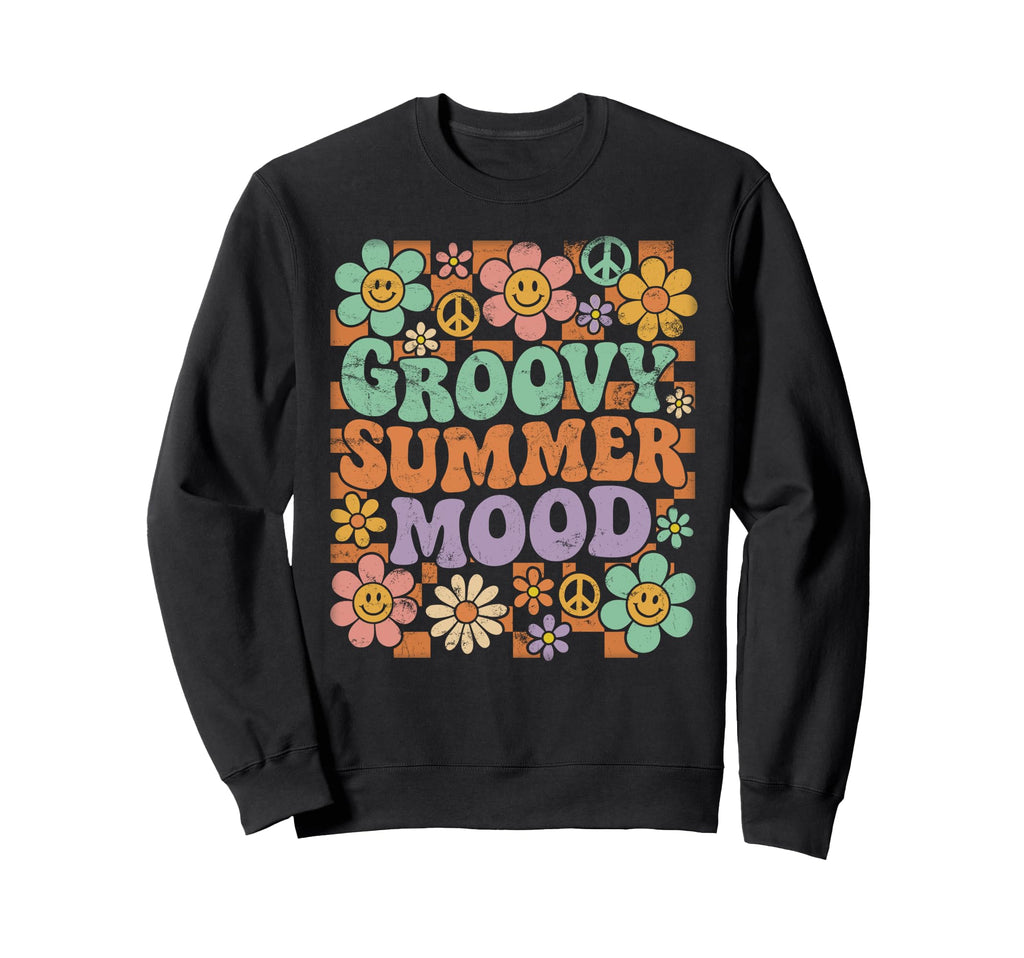 Groovy Summer Mood 70S Distressed Sweatshirt - Novelty Apparel for Adults - T-Shirt, Sweatshirt, Hoodie