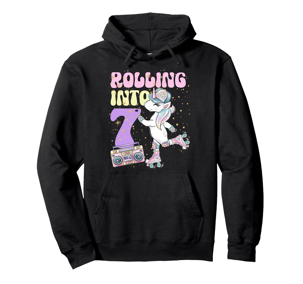 7Th Birthday Roller Skate Party Unicorn Hoodie - Unique Graphic Men Women - T-Shirt, Sweatshirt, Hoodie