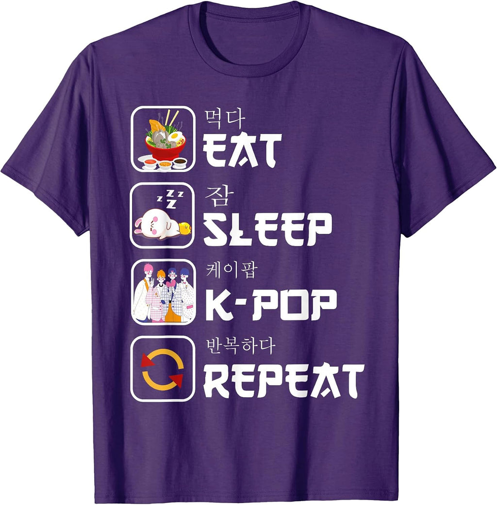Eat sleep k-pop repeat Korean music lover fan - Adult & Kids T-Shirts, Sweatshirts & Hoodies apparel design preview 1