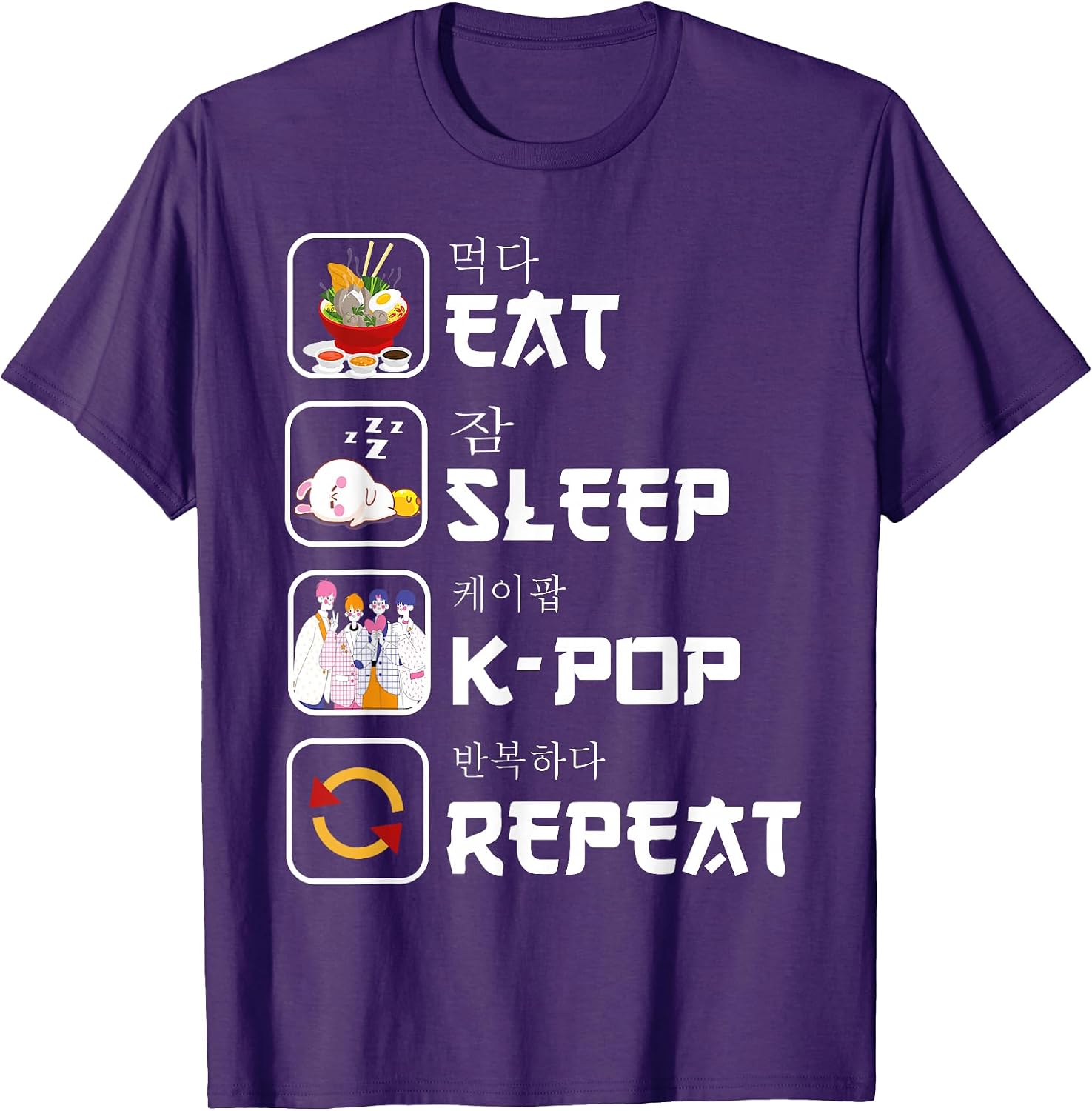 Eat sleep k-pop repeat Korean music lover fan - Adult & Kids T-Shirts, Sweatshirts & Hoodies apparel design preview 1