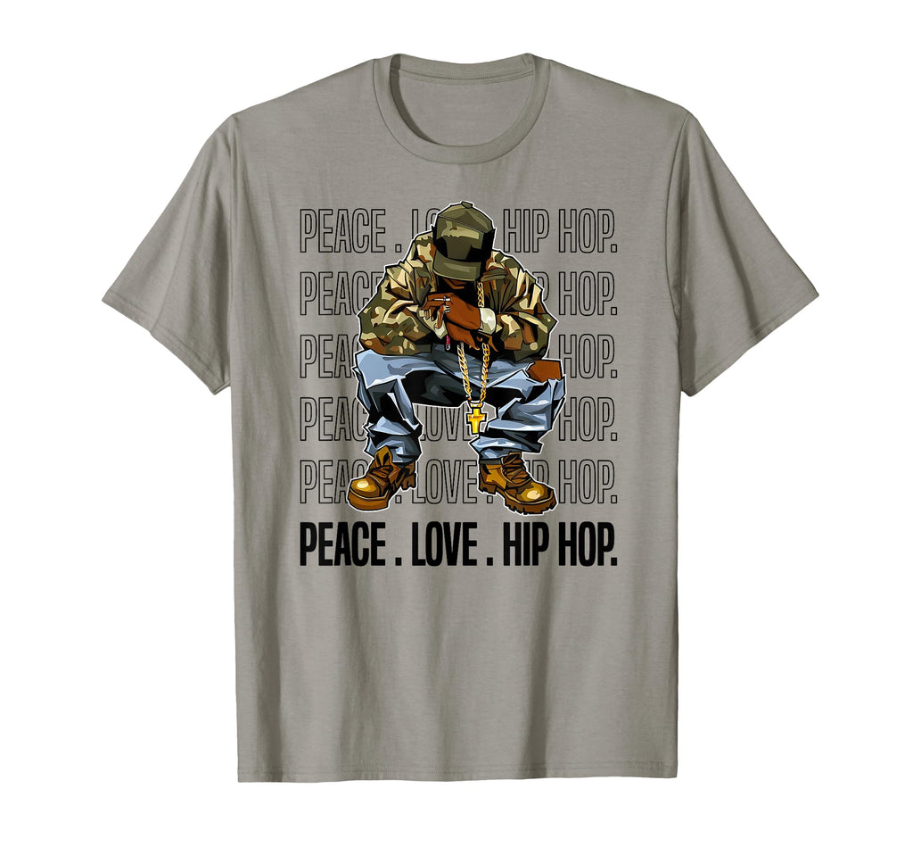Peace Love Hip Hop Old School 90 T-Shirt - Fun Novelty Design for Adults - T-Shirt, Sweatshirt, Hoodie