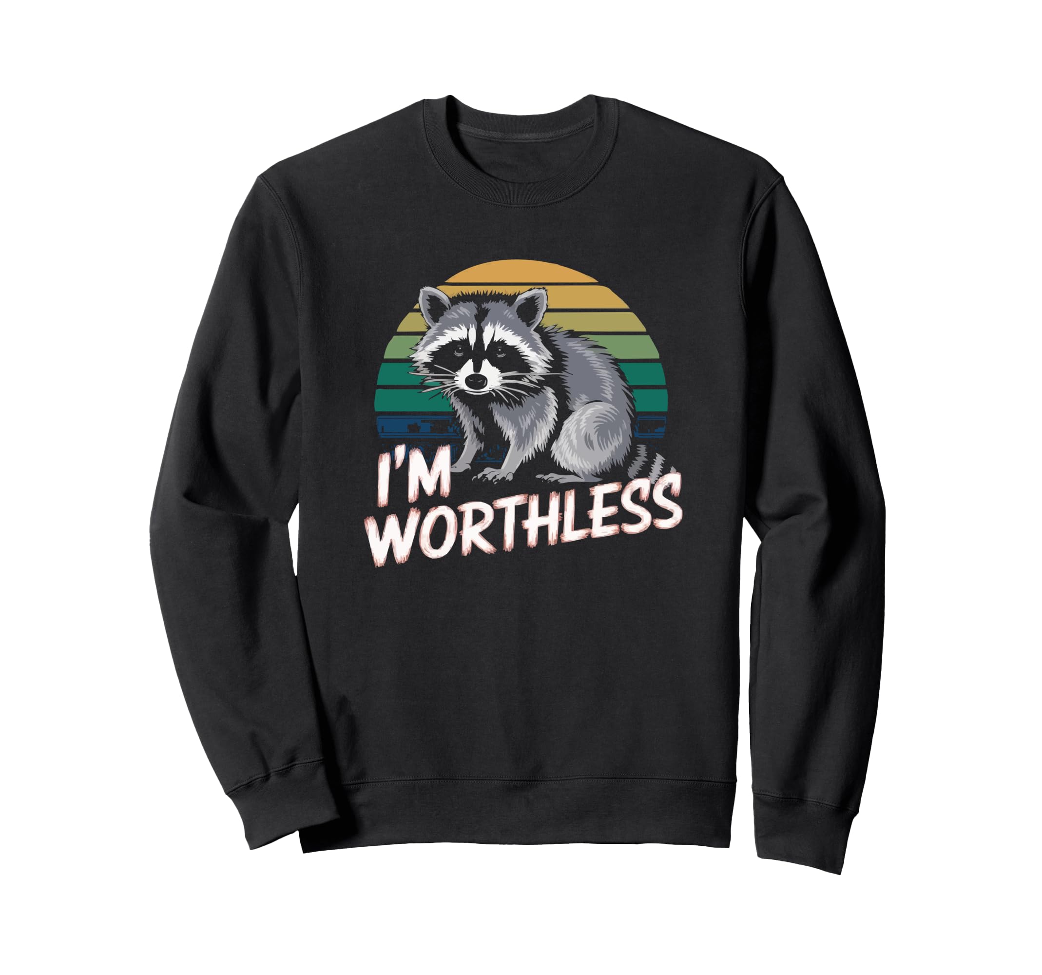 Worthless Raccoon Sunset 90S Grunge Sweatshirt - Graphic Print for Adults - T-Shirt, Sweatshirt, Hoodie