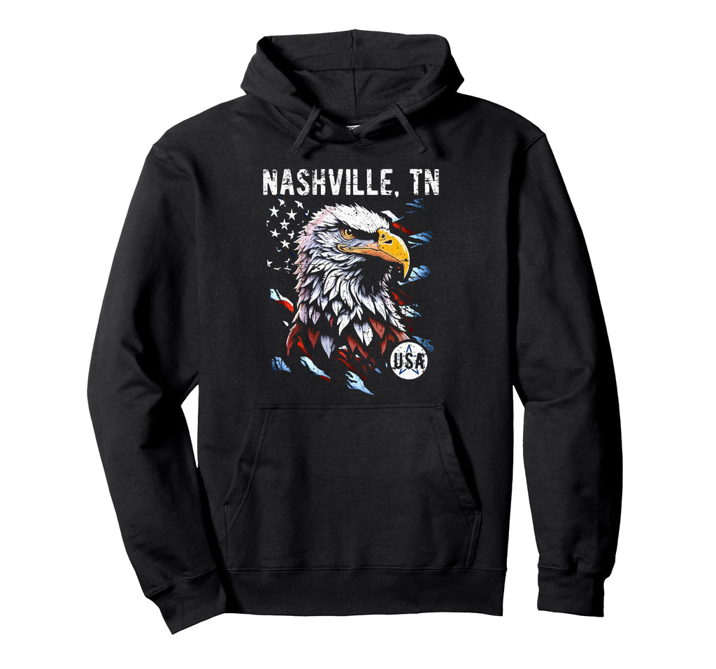 Nashville Tn Patriotic Usa Distressed Hoodie - Graphic Print Men Women - T-Shirt, Sweatshirt, Hoodie