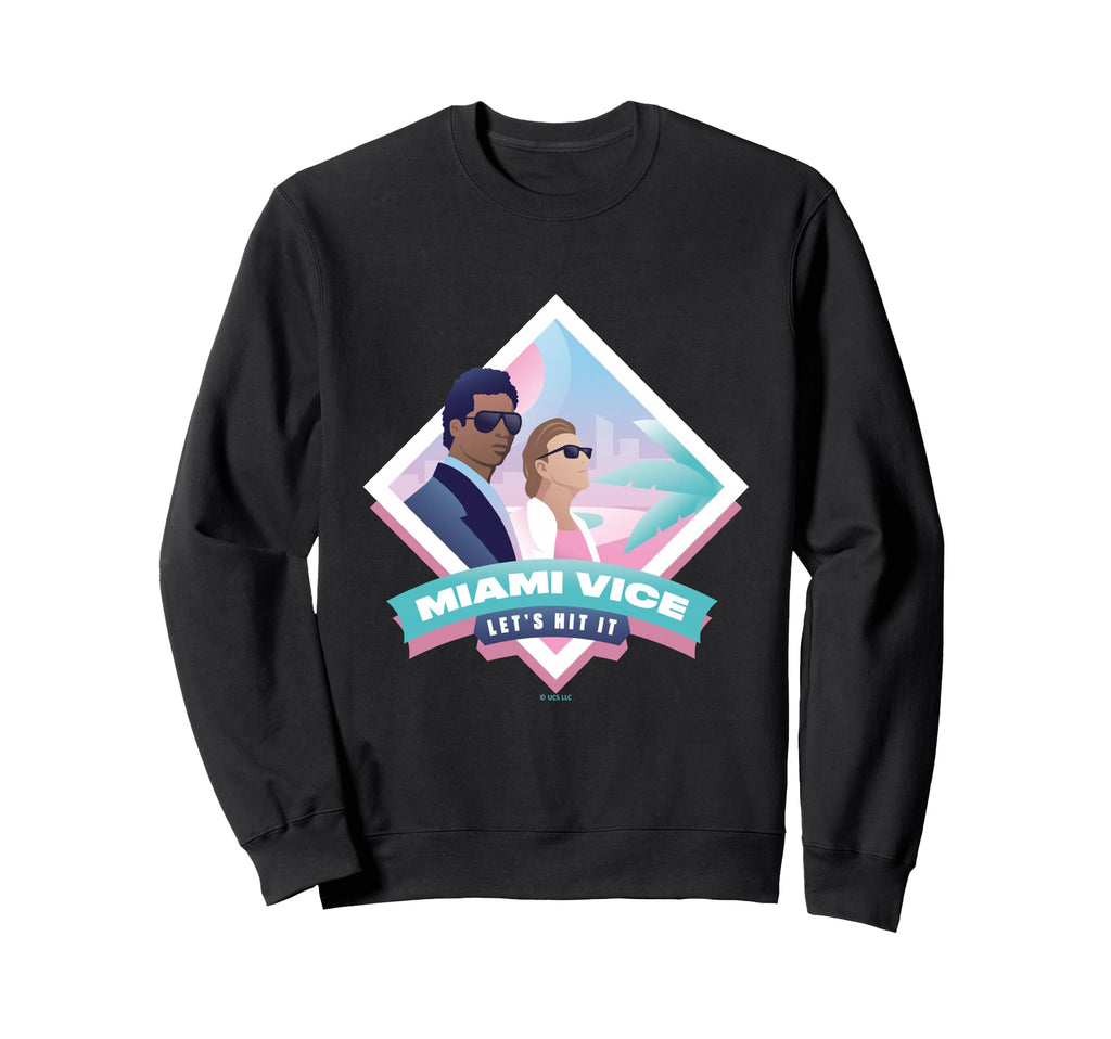 Miami Vice Lets Hit It 80S Sweatshirt - Fun Novelty Design for Adults - T-Shirt, Sweatshirt, Hoodie