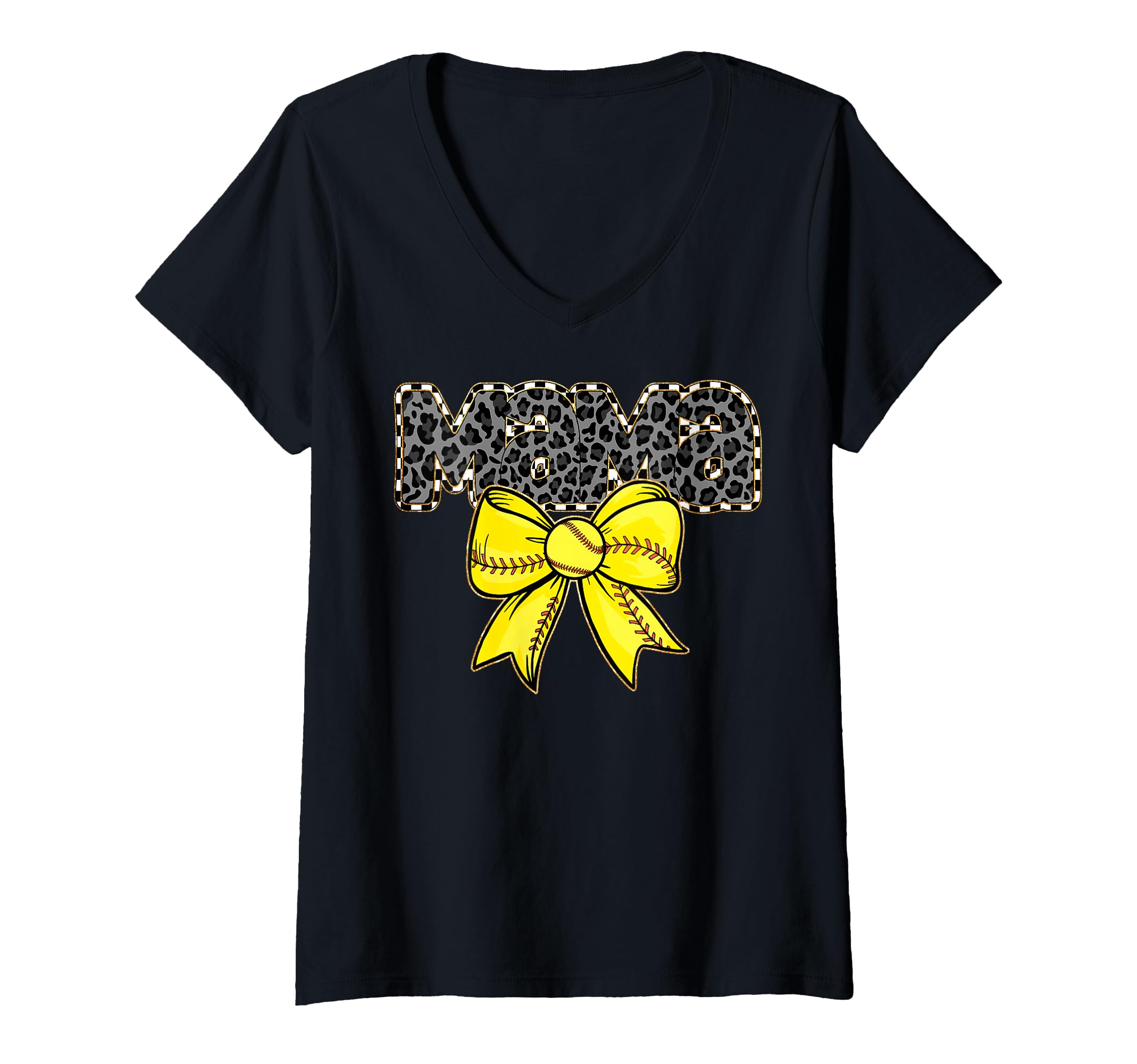 Mama Yellow Bow Baseball Softball Gift Hoodie - Custom Art Print Unisex - T-Shirt, Sweatshirt, Hoodie