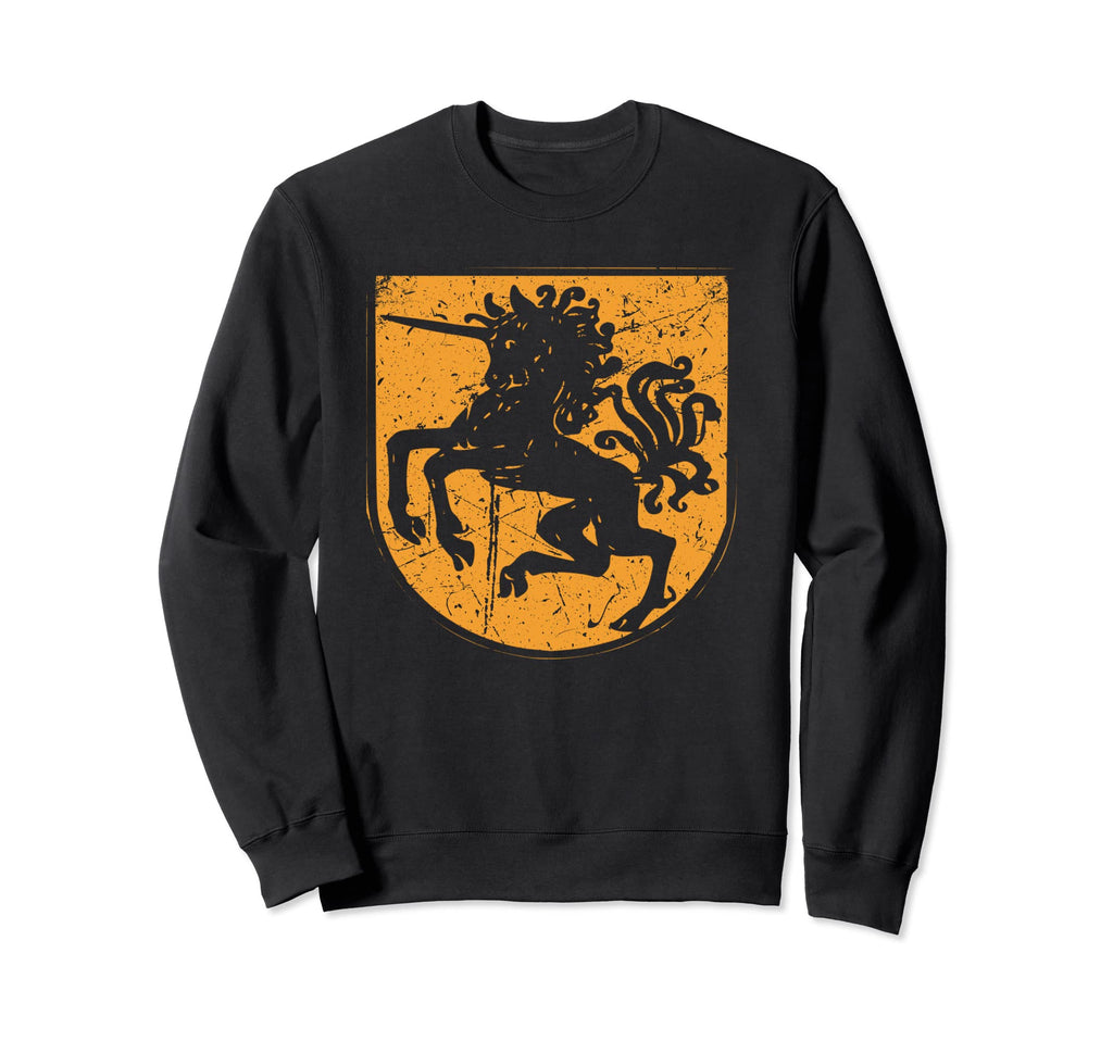 Wild Unicorn Shield Distressed Sweatshirt - Minimalist Print for Adults - T-Shirt, Sweatshirt, Hoodie