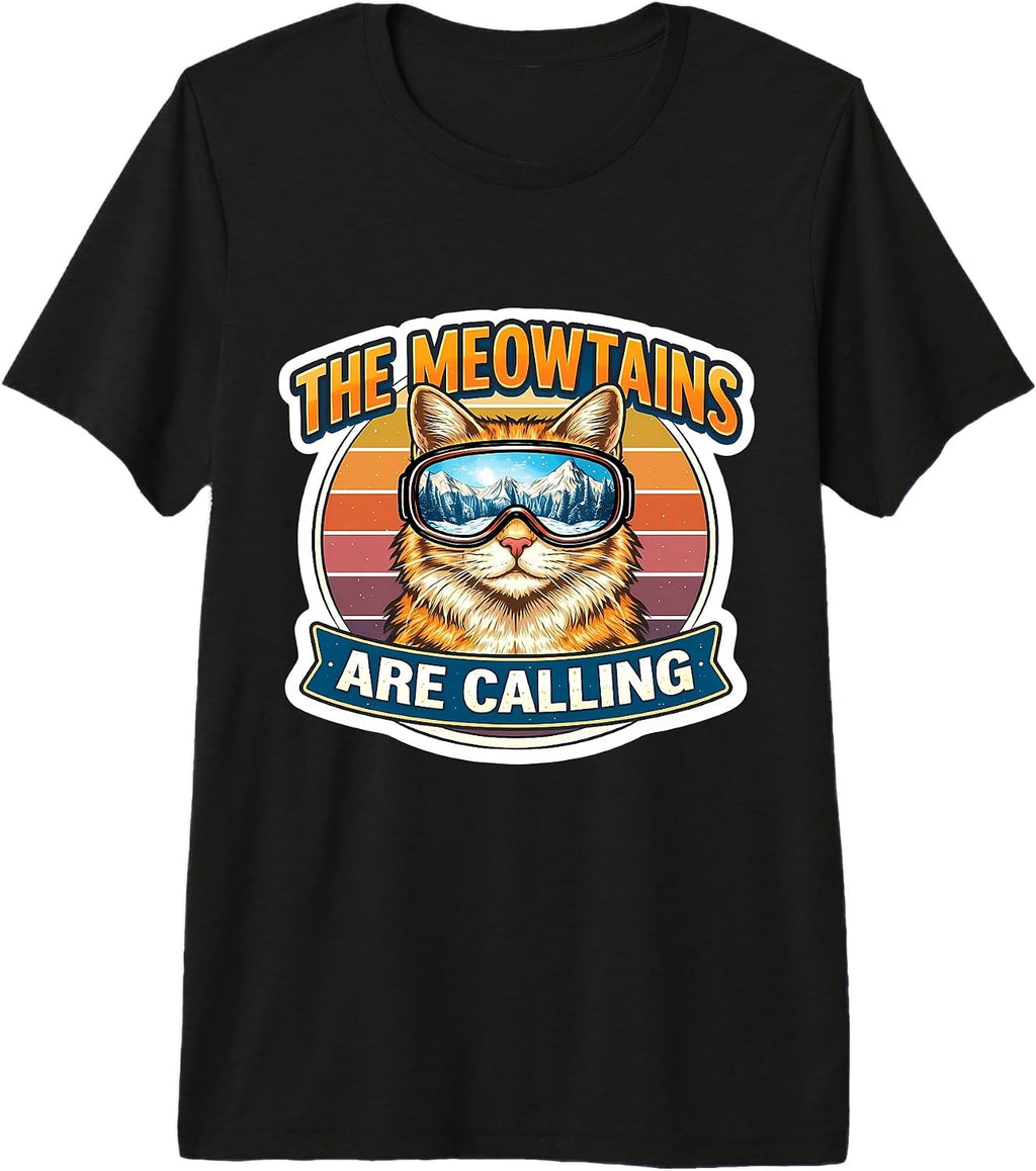 The Meowtains Are Calling Snowboard Ski Merch - Adult & Kids T-Shirts, Sweatshirts & Hoodies apparel design preview 1