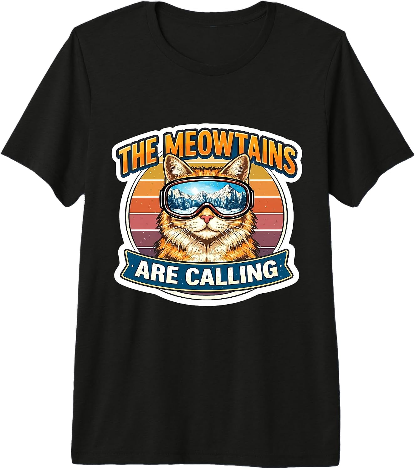The Meowtains Are Calling Snowboard Ski Merch - Adult & Kids T-Shirts, Sweatshirts & Hoodies apparel design preview 1