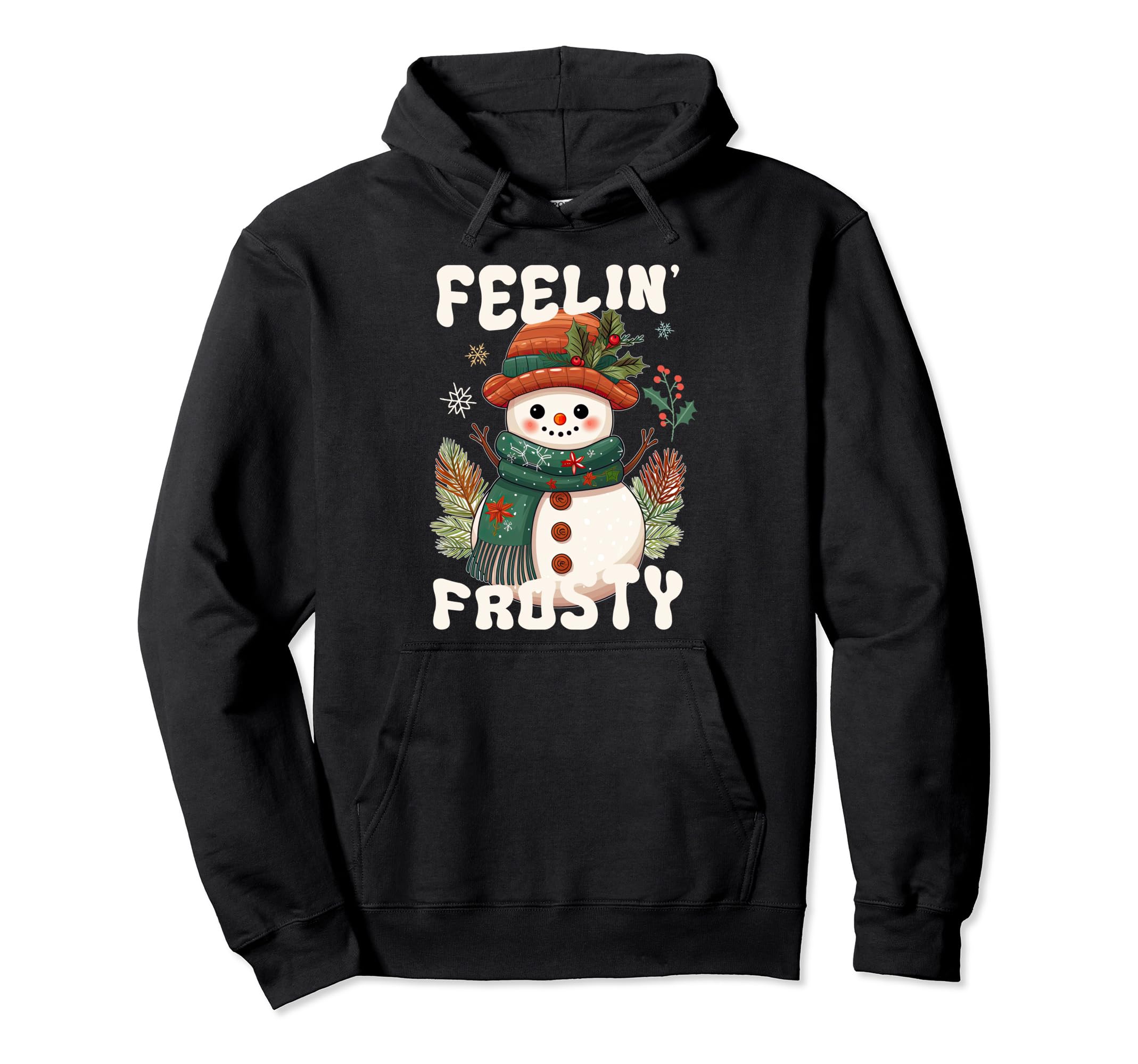 Feelin Frosty Boho Snowman Groovy Hoodie - Casual Everyday Wear for Adults - T-Shirt, Sweatshirt, Hoodie
