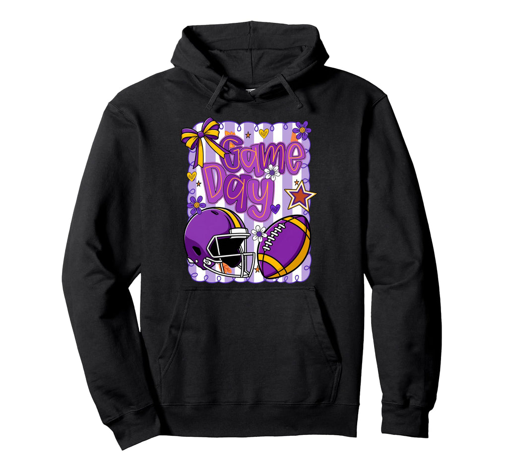 Purple Gold Cheerleader Game Day Hoodie - Fun Novelty Design Unisex - T-Shirt, Sweatshirt, Hoodie