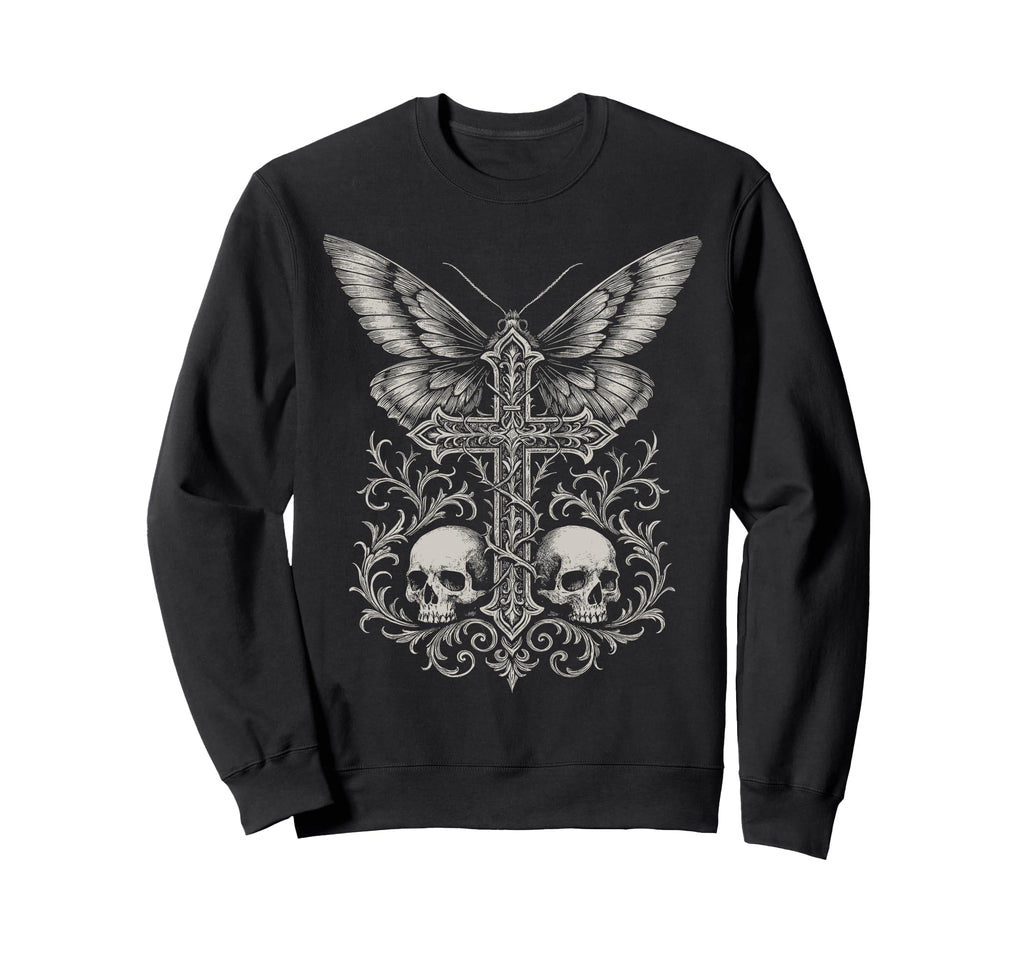 Y2K Grunge Aesthetic Alt Goth Skull Sweatshirt - Graphic Print for Adults - T-Shirt, Sweatshirt, Hoodie
