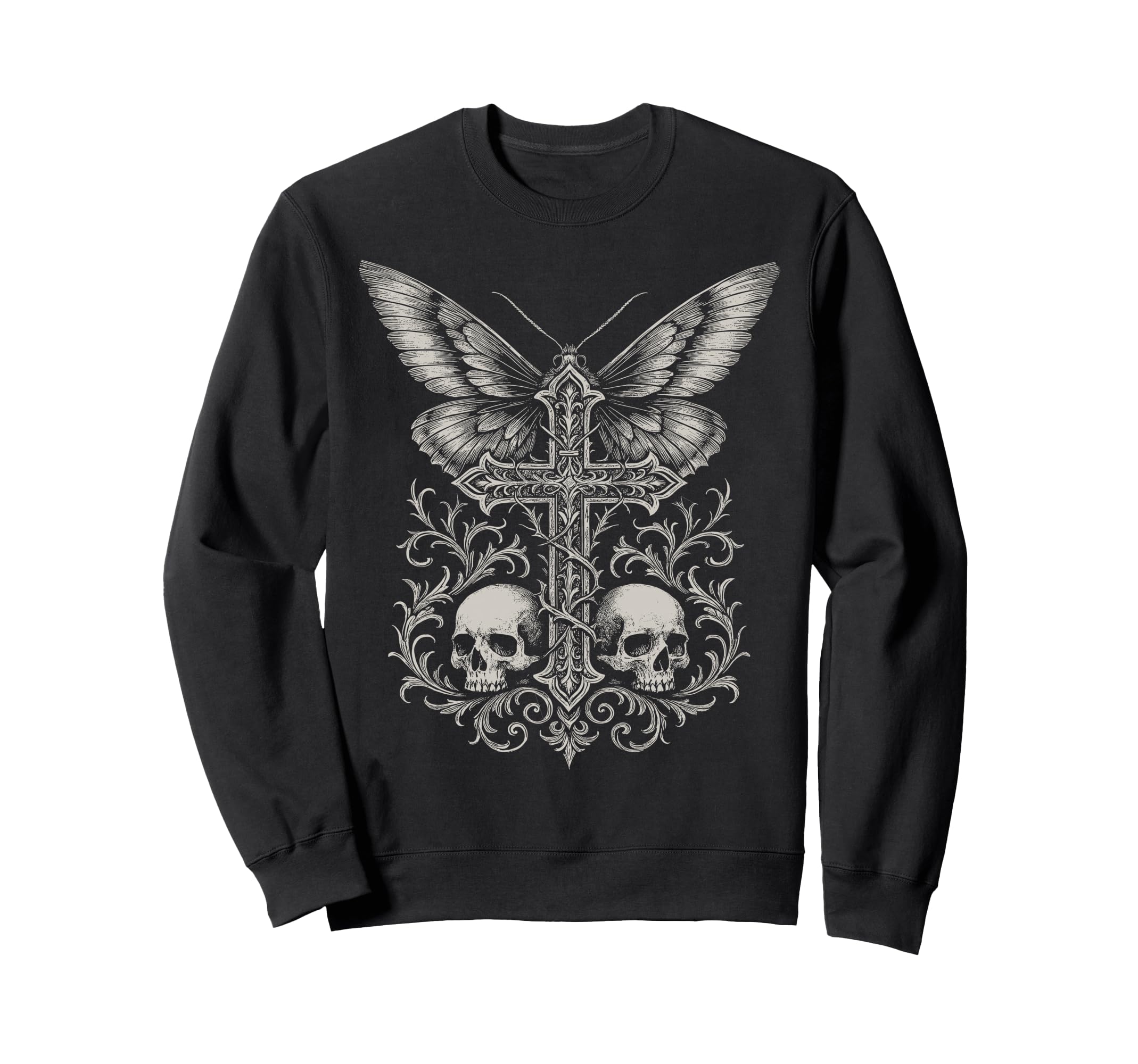 Y2K Grunge Aesthetic Alt Goth Skull Sweatshirt - Graphic Print for Adults - T-Shirt, Sweatshirt, Hoodie